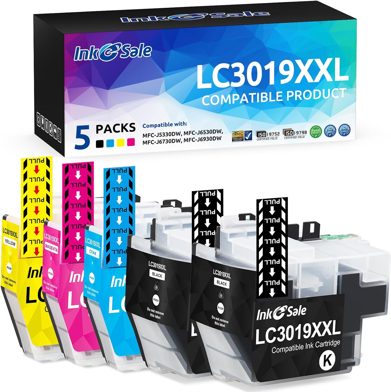 INK E-SALE Cartucho de tinta compatible LC3019 de repuesto para Brother 3019 LC3019XXL (5 colores) para uso con impresora Brother MFC-J6930DW