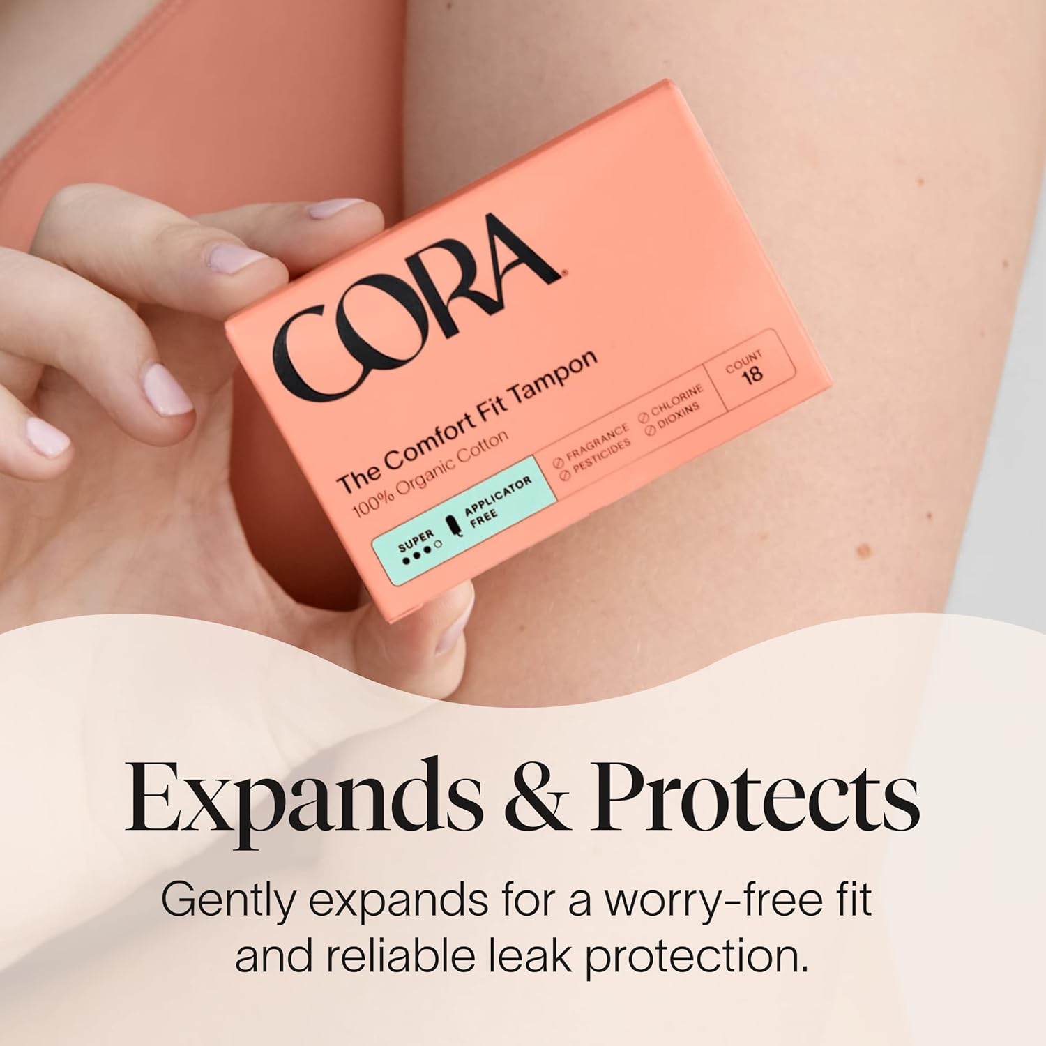 Cora Tampones no aplicadores 100% algodón orgánico  Ultra absorbentes, sin perfume, natural, no tóxico, sin aplicador  Eco-consciente SS+ (72 S