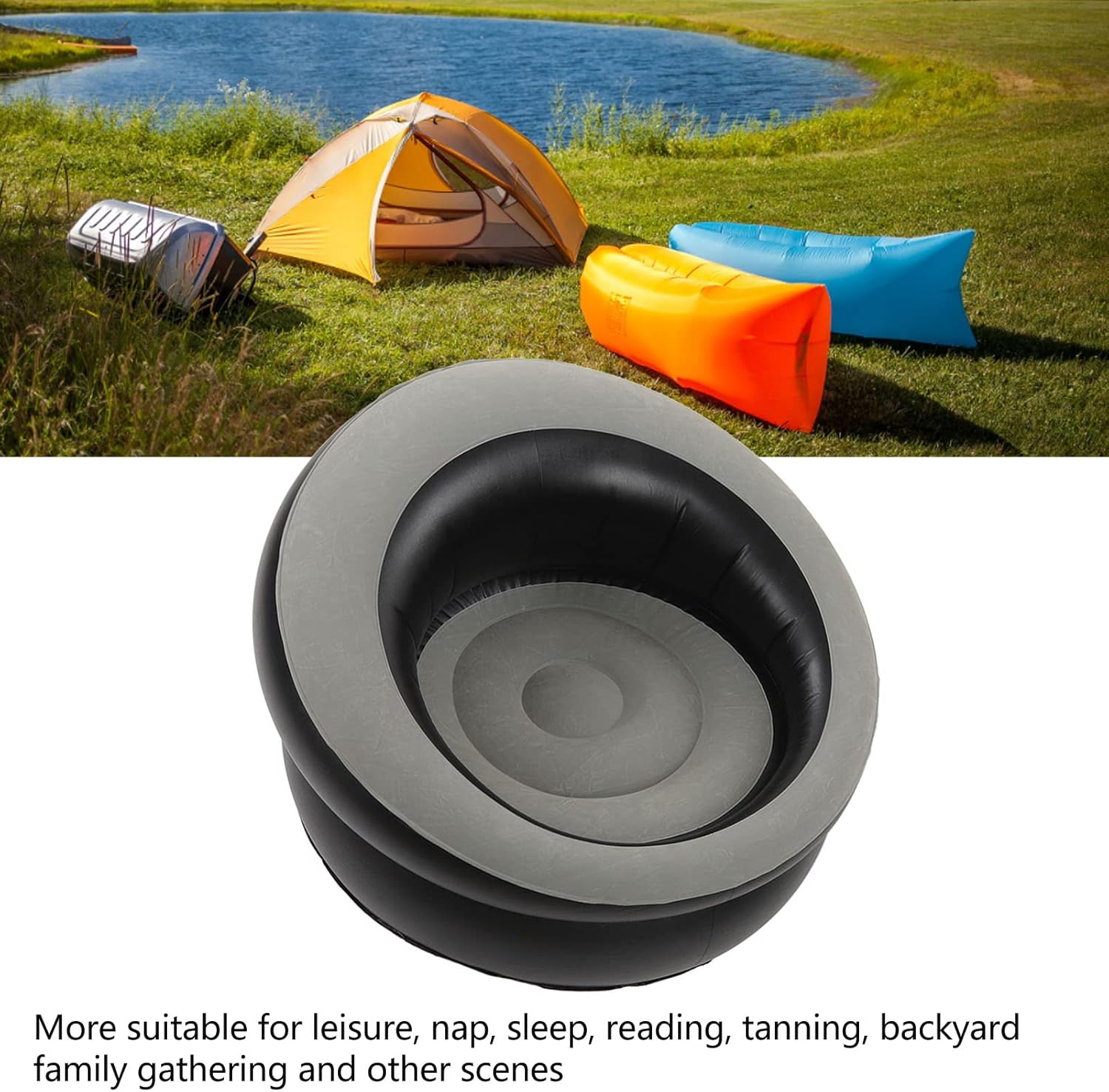 Silla redonda inflable para exteriores, sillas individuales inflables para exteriores, muebles modernos para jardín, campamento, viajes, playas,