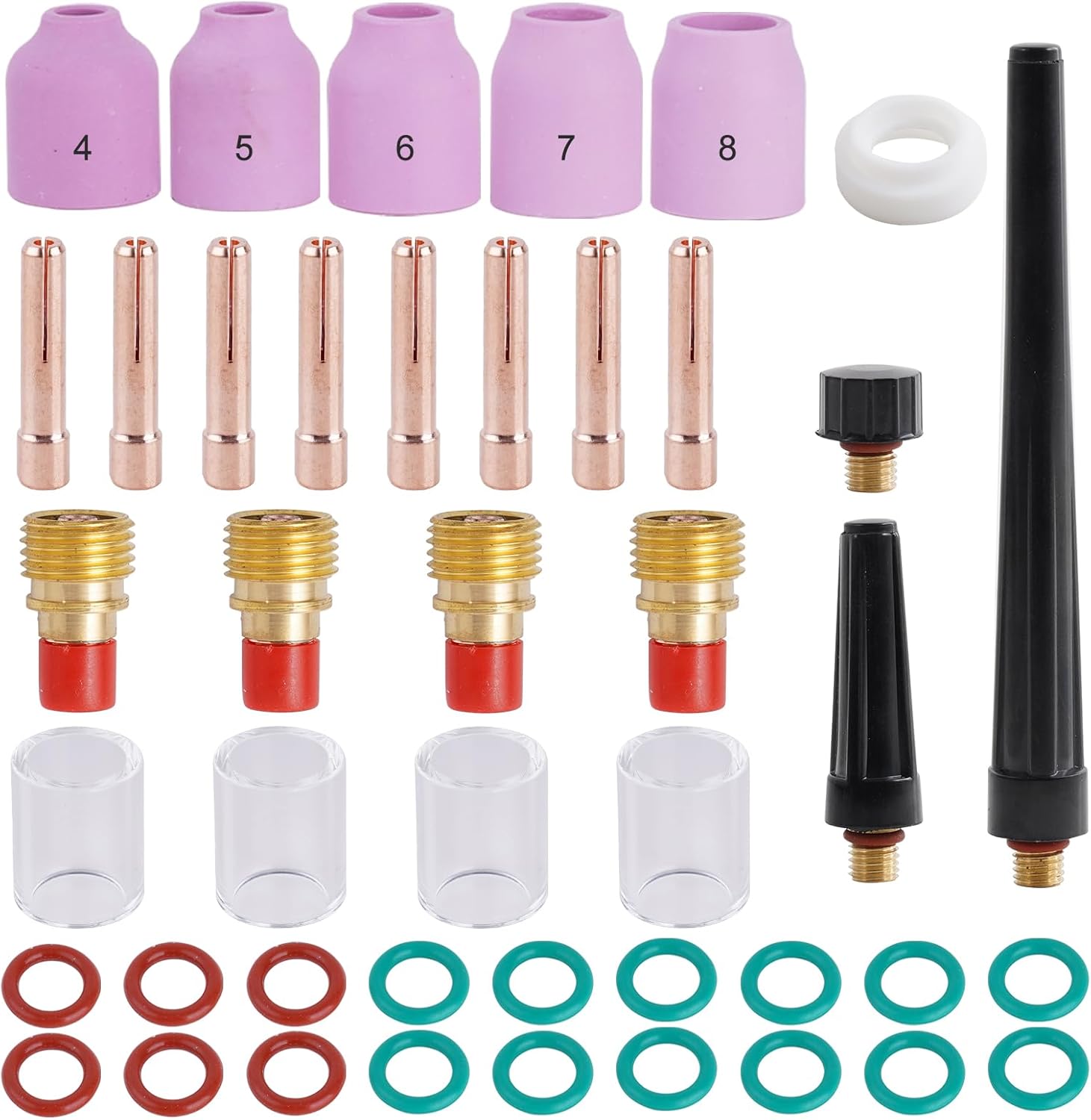 43 unids tig soldadura antorcha Stubby Gas lente #10 Copa de vidrio Accesorios Kit para TIG WP-92025