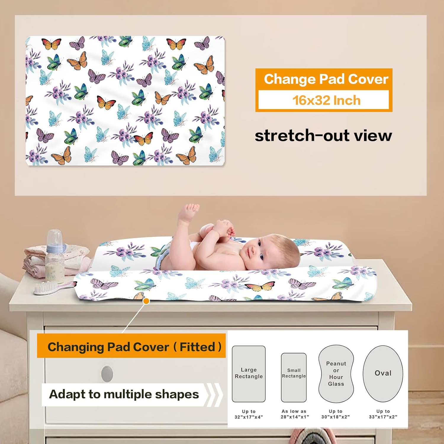 Juego de ropa de cama personalizado para cuna para bebé nombre personalizado, decoración de guardería, manta de bebé de mariposa colorida, sábana