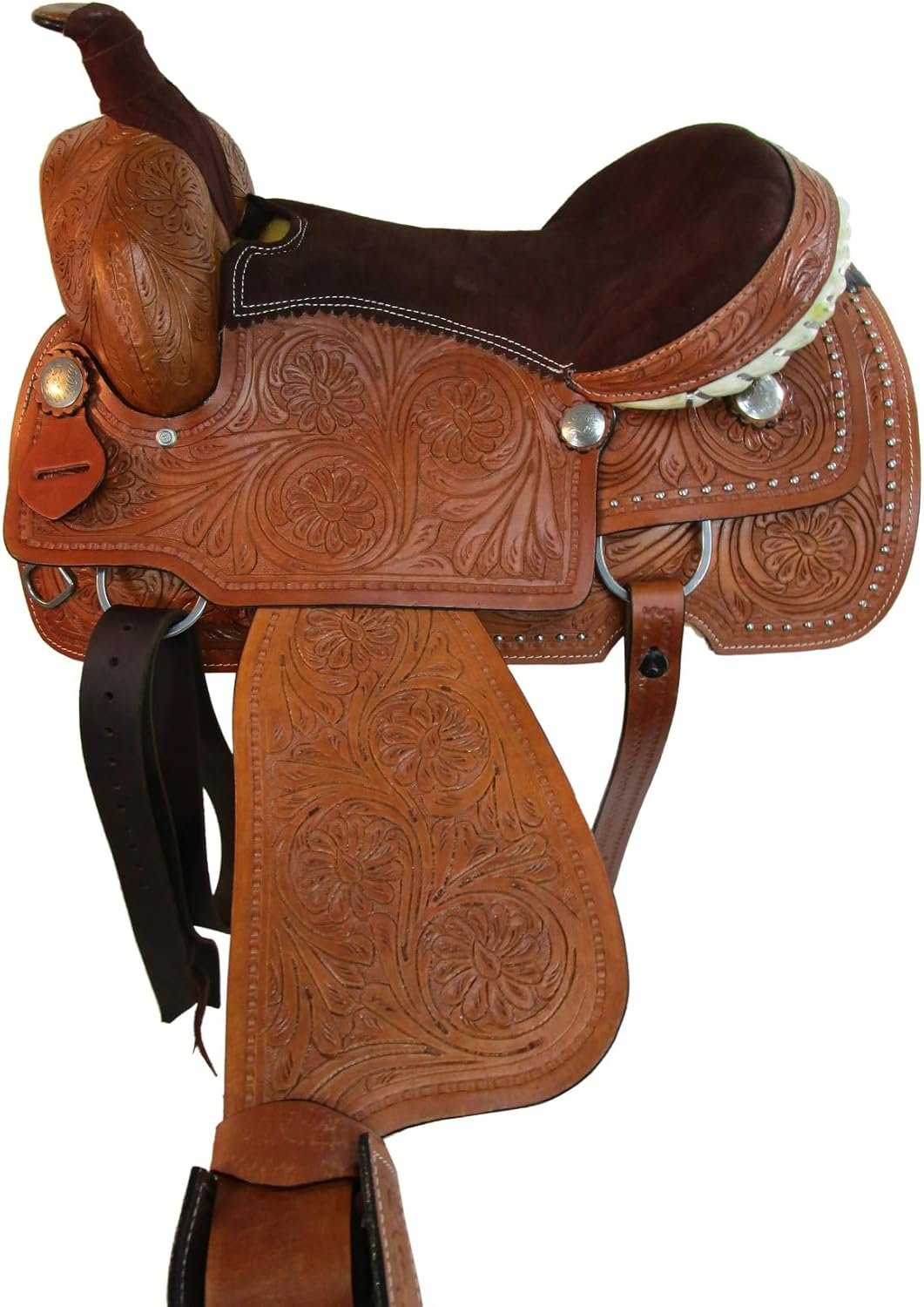 Western Trail Saddle Pleasure Horse Floral Tooled Cowboy TACK Set 15 16 17 18