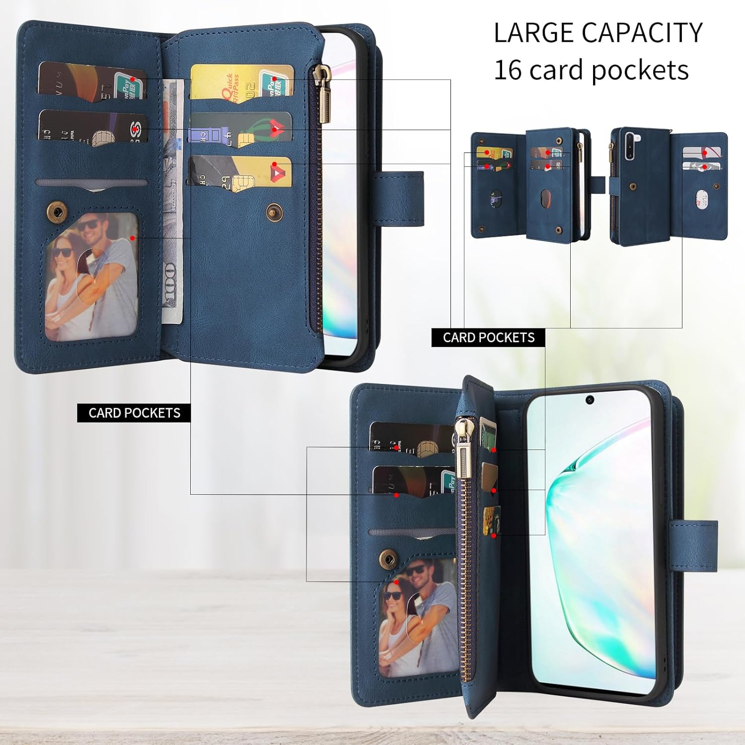 Asuwish Funda de teléfono para Samsung Galaxy Note 10 5G con protector de pantalla de vidrio templado y correa para la muñeca, soporte para tarjeta