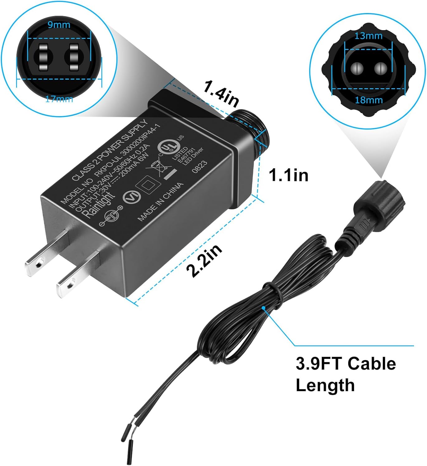 Fuente de alimentación LED de 30 V 0.2A, adaptador de corriente LED de clase 2 de 6 W, reemplazo de transformador de CA IP44 100  240 V para árbol
