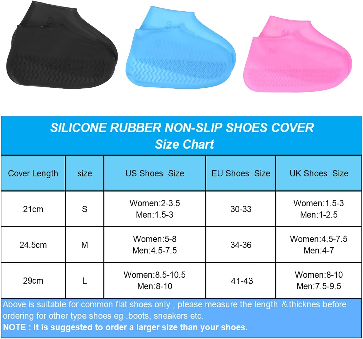 PATIKIL M – Funda plegable de silicona impermeable para zapatos, reutilizable, antideslizante, para zapatos de lluvia, protectores para exteriores,