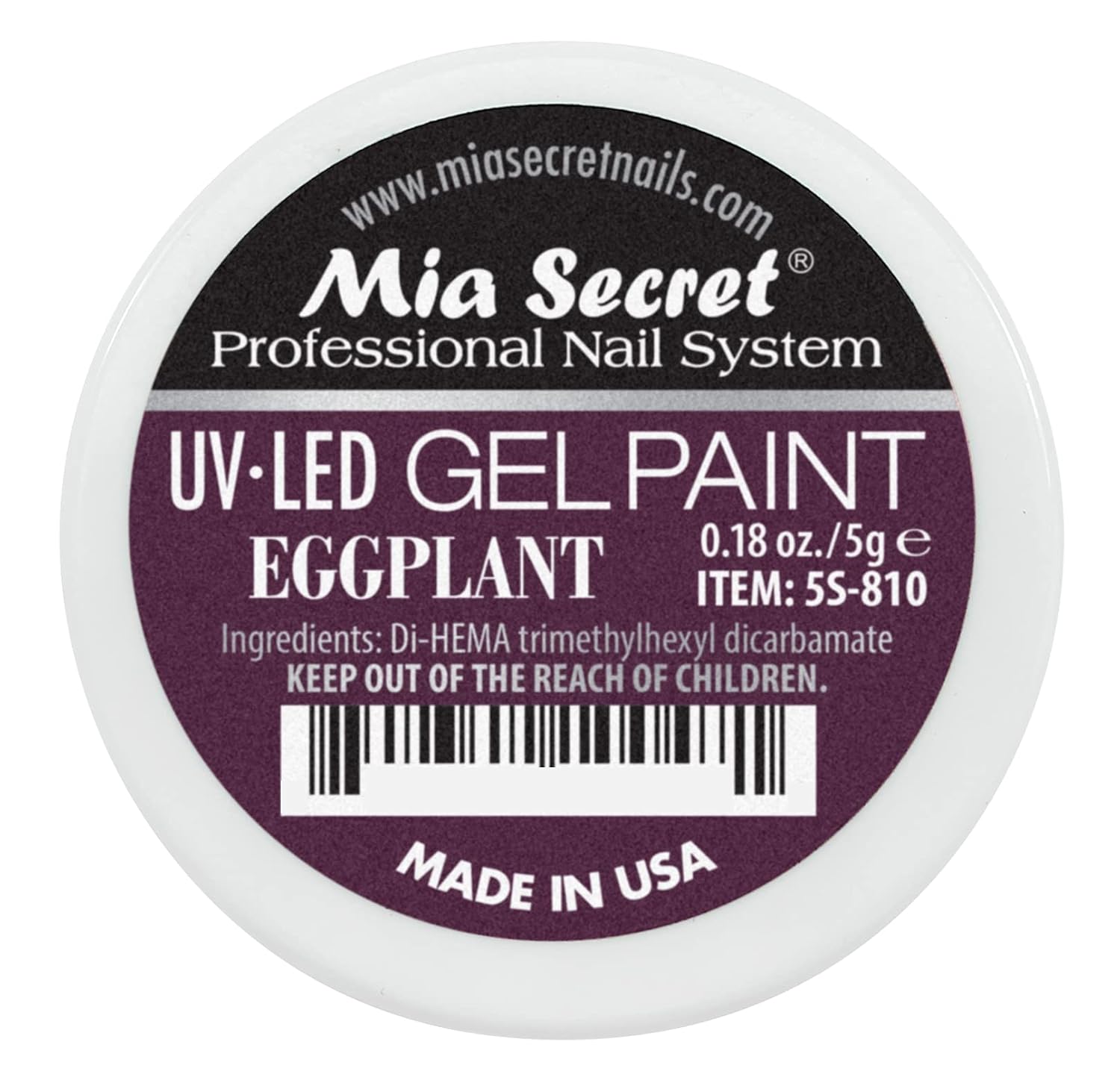Mia Secret Sistema de uñas profesional UVLED Gel Paint – 0.18 oz (berenjena)