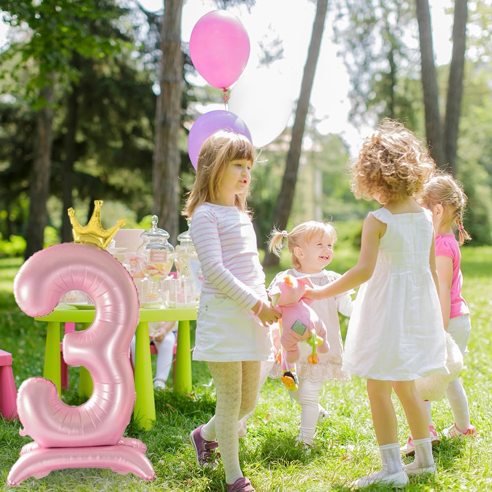 Globos de números rosas de 42 pulgadas del 0 al 9 con corona, globos de papel de aluminio de helio para cumpleaños, fiesta de aniversario de boda,