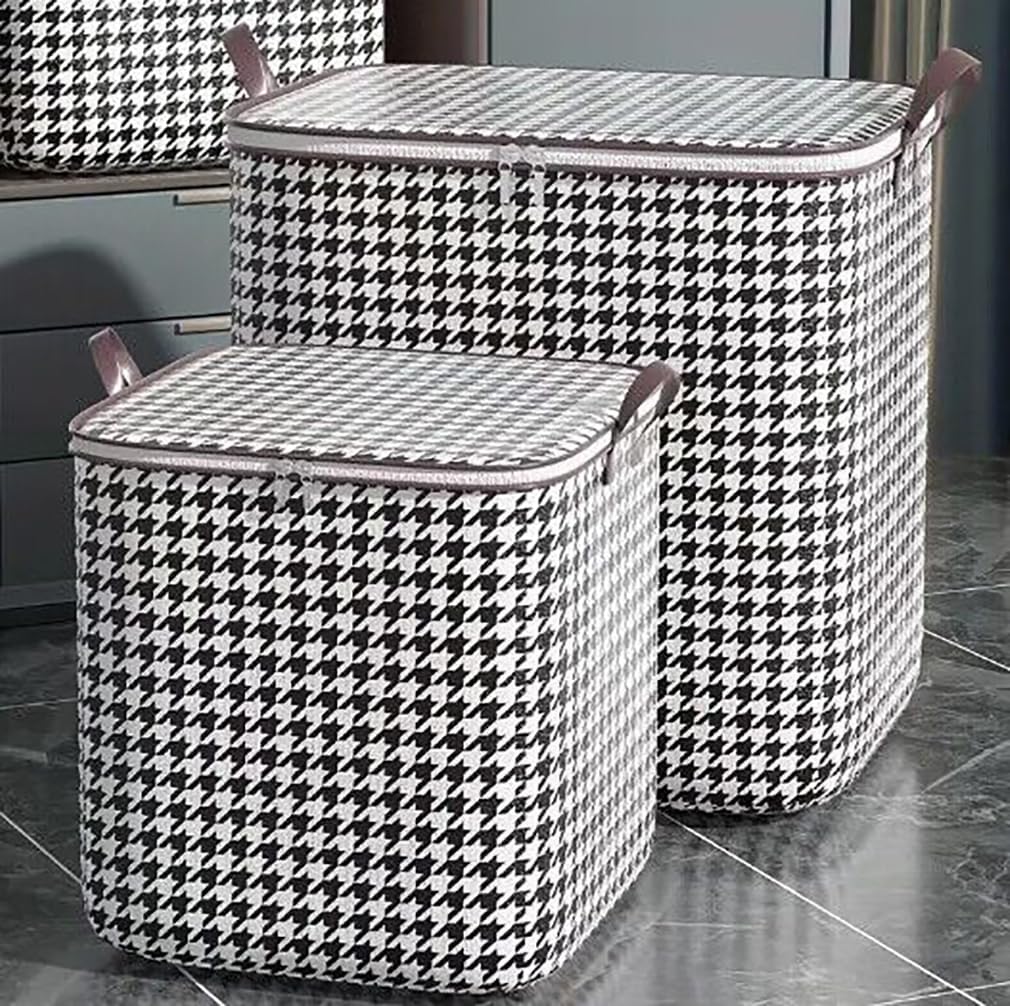 2 bolsas de almacenamiento de ropa, bolsa organizadora plegable para armario, bolsa de almacenamiento impresa con cremallera con asa portátil,