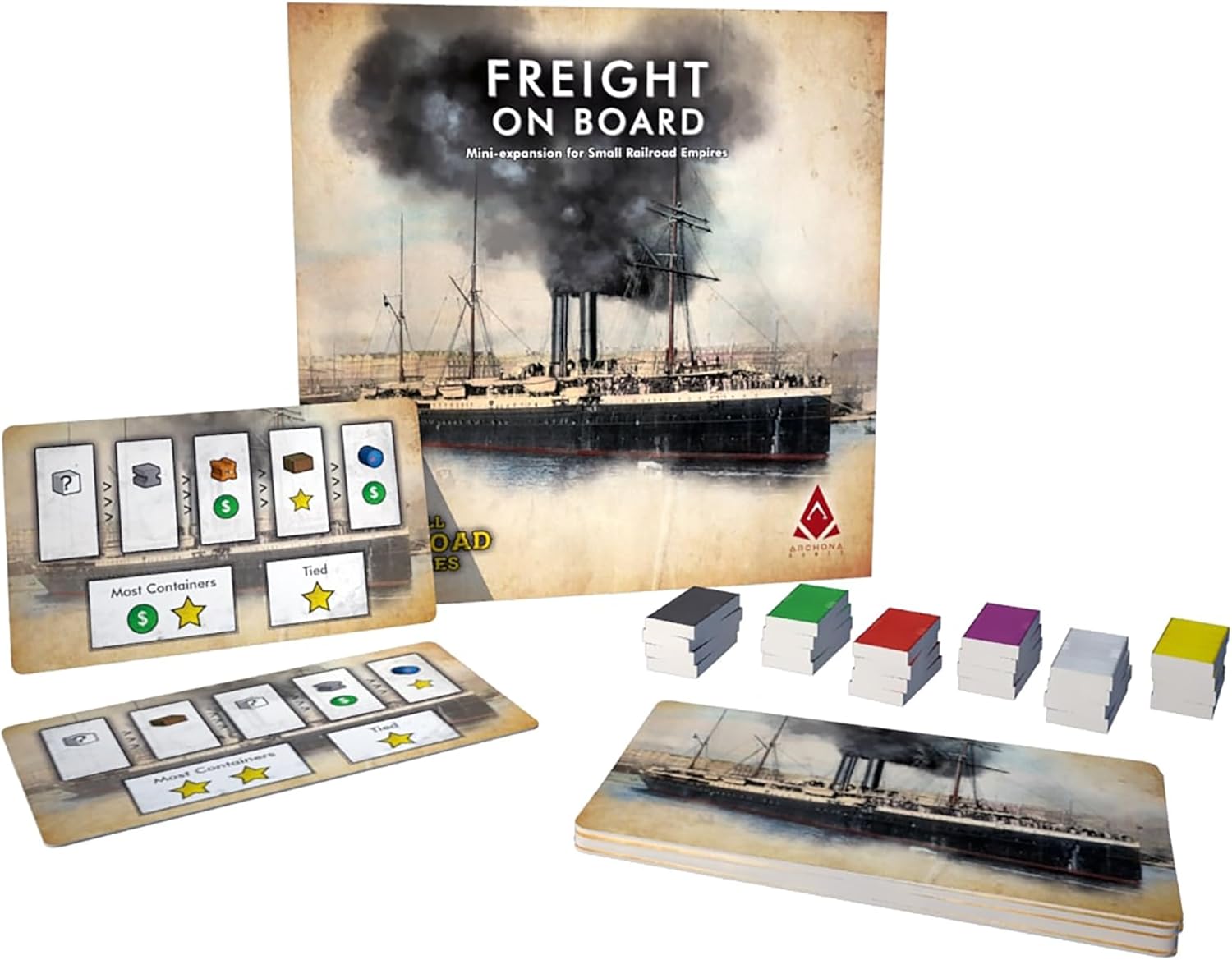 Small Railroad Empires Freight on Board – Mini expansión, juego de mesa de transporte, ambientado en el siglo XIX, a partir de 13 años, 1-5 jugadores