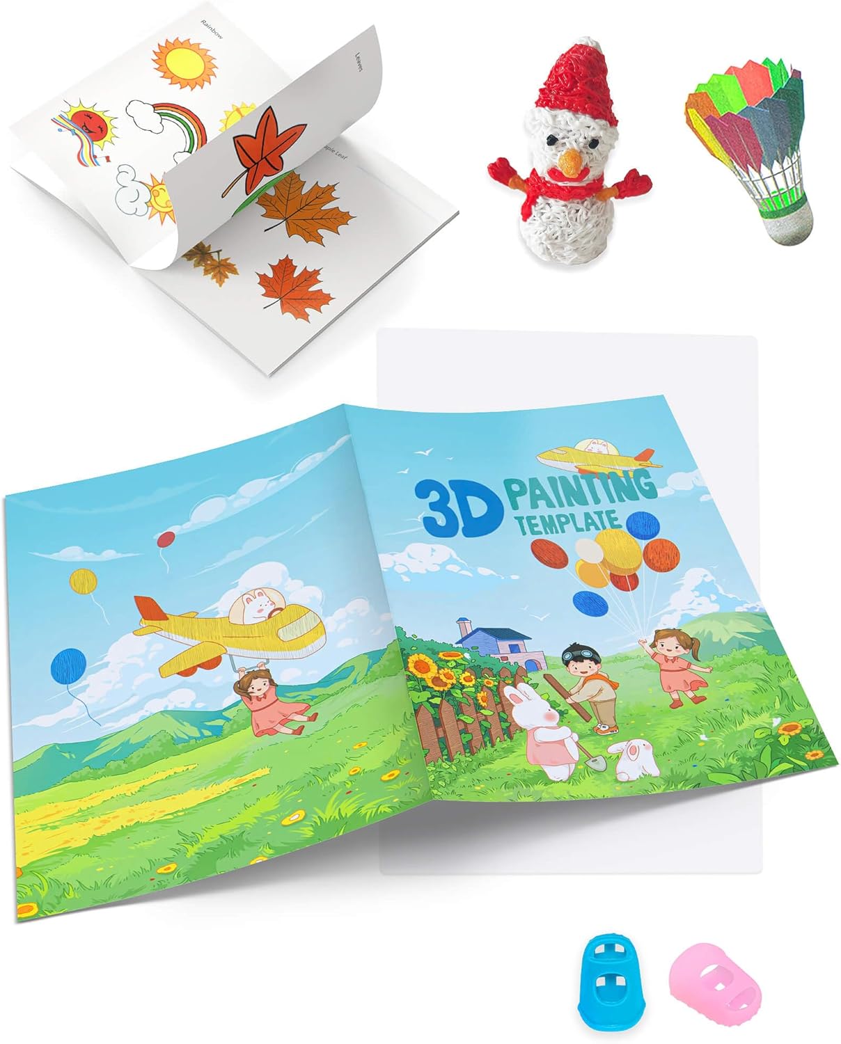Libro de dibujo de pintura con bolígrafo 3D, plantillas de papel grueso de 40 patrones reutilizables de colores con dos placas transparentes,