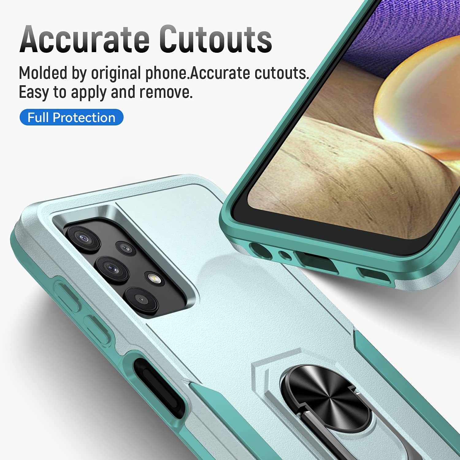 YmhxcY Funda A32 5G, funda para Galaxy A32 5G con 2 protectores de pantalla a prueba de explosiones, grado militar soporte de anillo de 360  F,