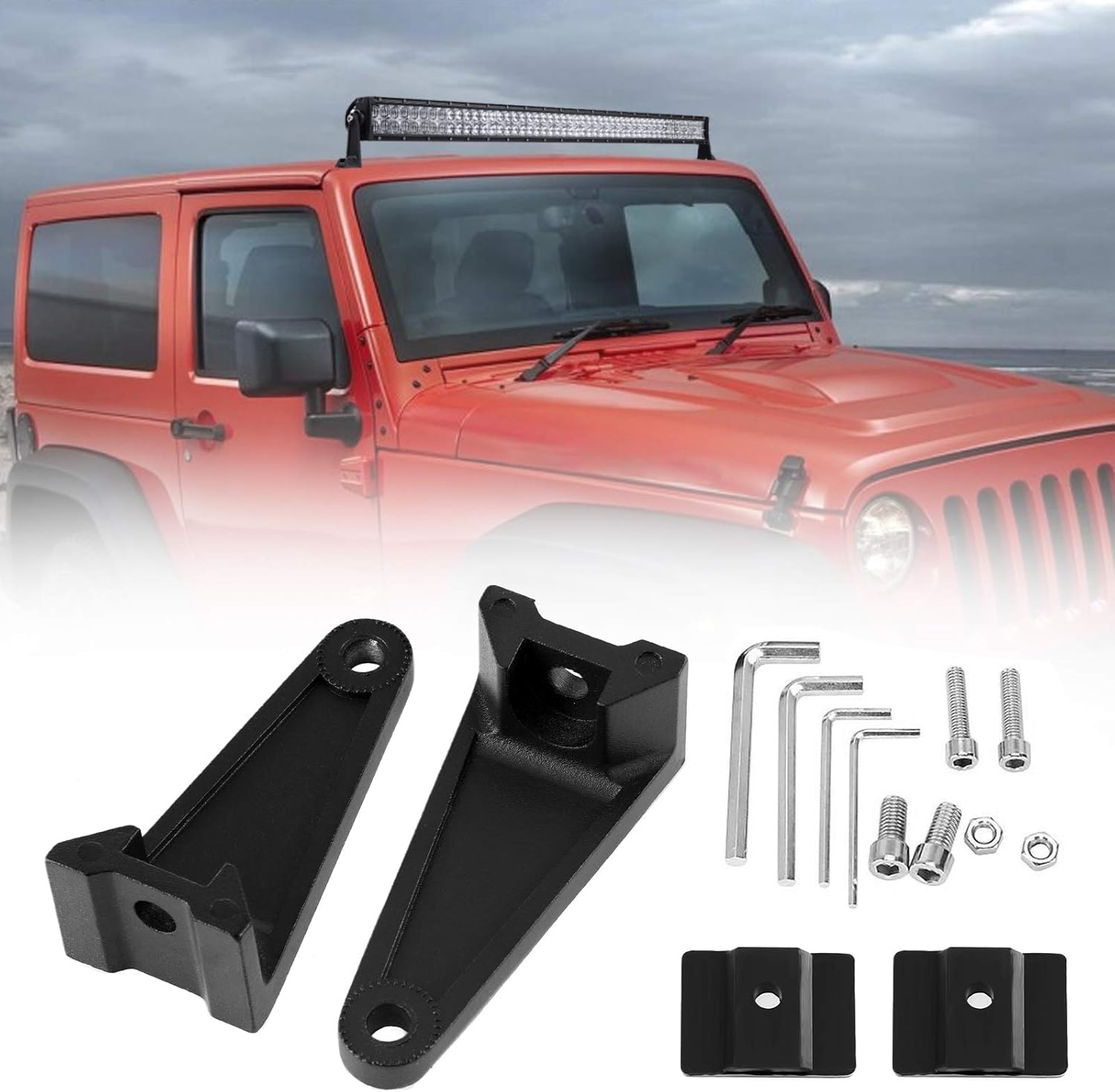 Auxbeam Soportes de barra de luz, 2 piezas, kit de soportes de montaje lateral universal para camiones todoterreno, coche, jeep, barra LED