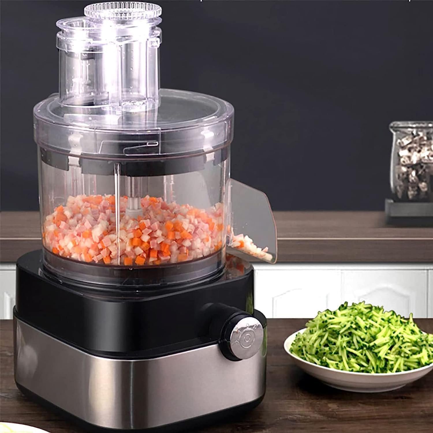 Cortador eléctrico de verduras con rejilla de 5 cubos, capacidad de 169.1 fl oz, cortador de frutas y verduras, zanahoriapapacebolla picadora para