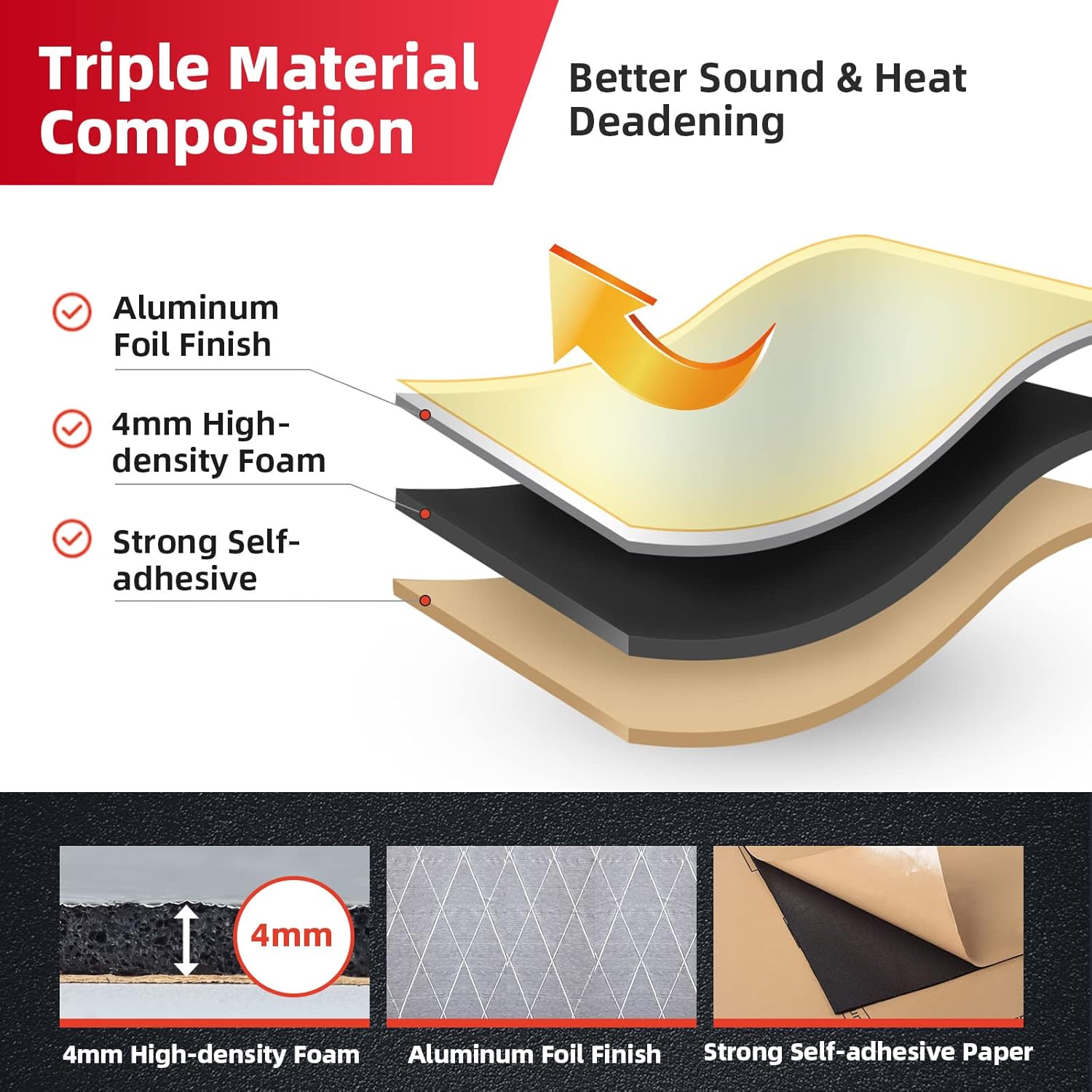 Paquete de rollo de 157 mil 6qft, amortiguador de sonido universal para automóviles, amortiguamiento de sonido automático, material de amortiguación