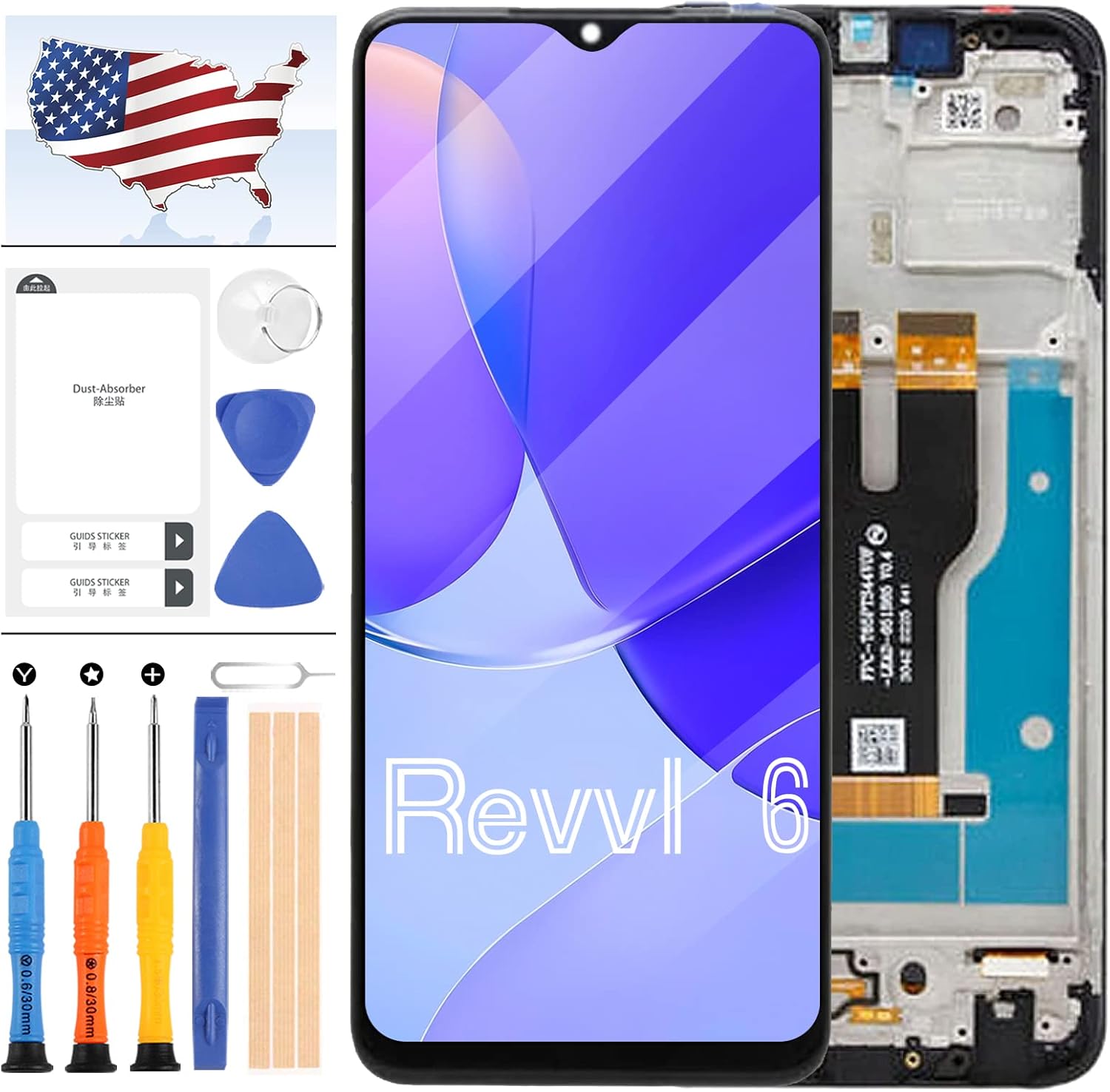 T-Mobile REVVL 6 pantalla de repuesto para teléfono T 5G pantalla LCD TMAF025G pantalla LCD táctil digitalizador kit de pieza de reparación (negro