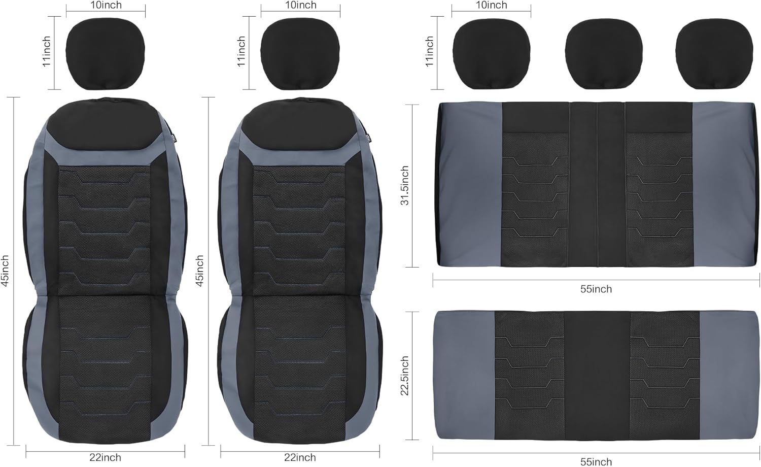 CAROMOP Fundas de asiento de coche transpirables para asientos completos, fundas de asiento de tela de malla de aire 3D para automóviles, fundas