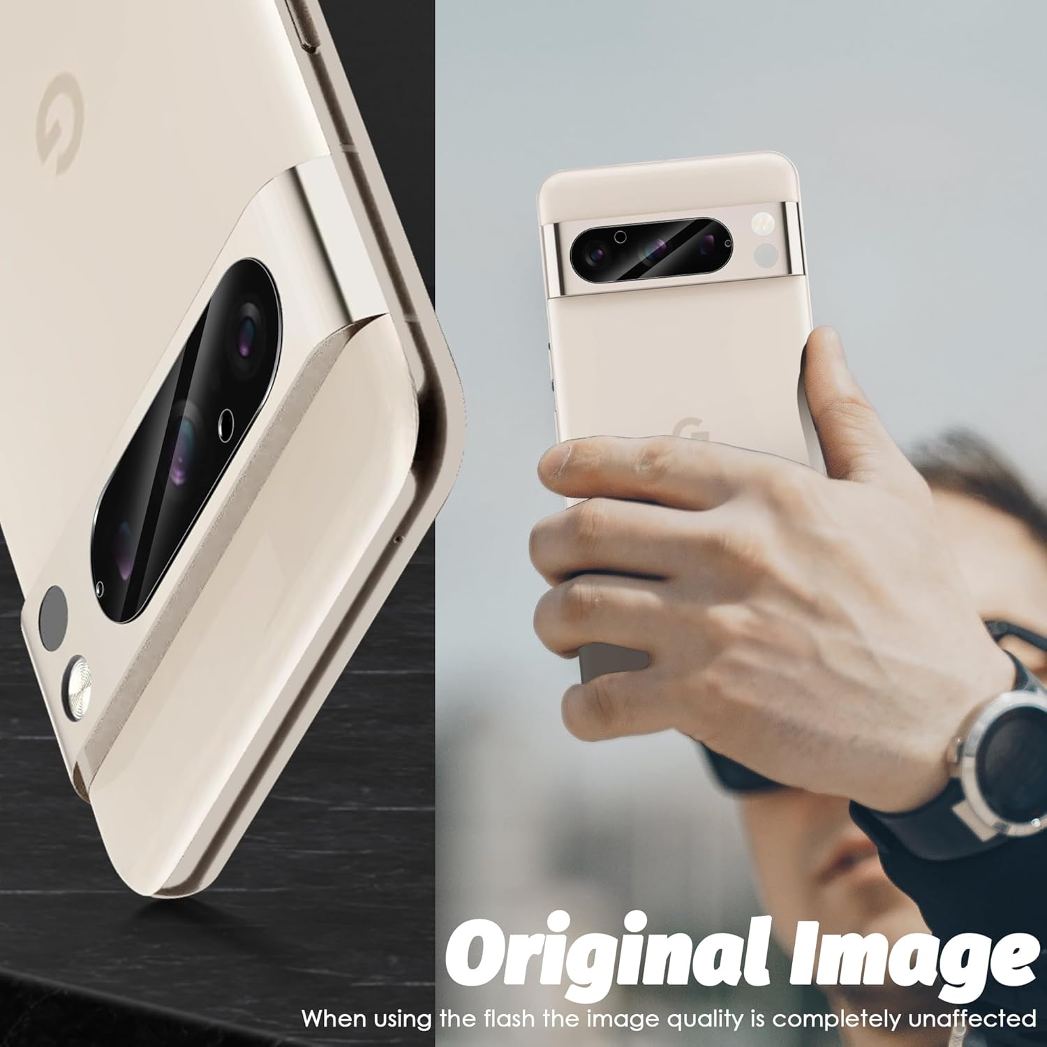 Orzero Paquete de 3 protectores de lente de cámara compatibles con Google Pixel 8 Pro, vidrio templado 9H de alta definición, antiarañazos, sin