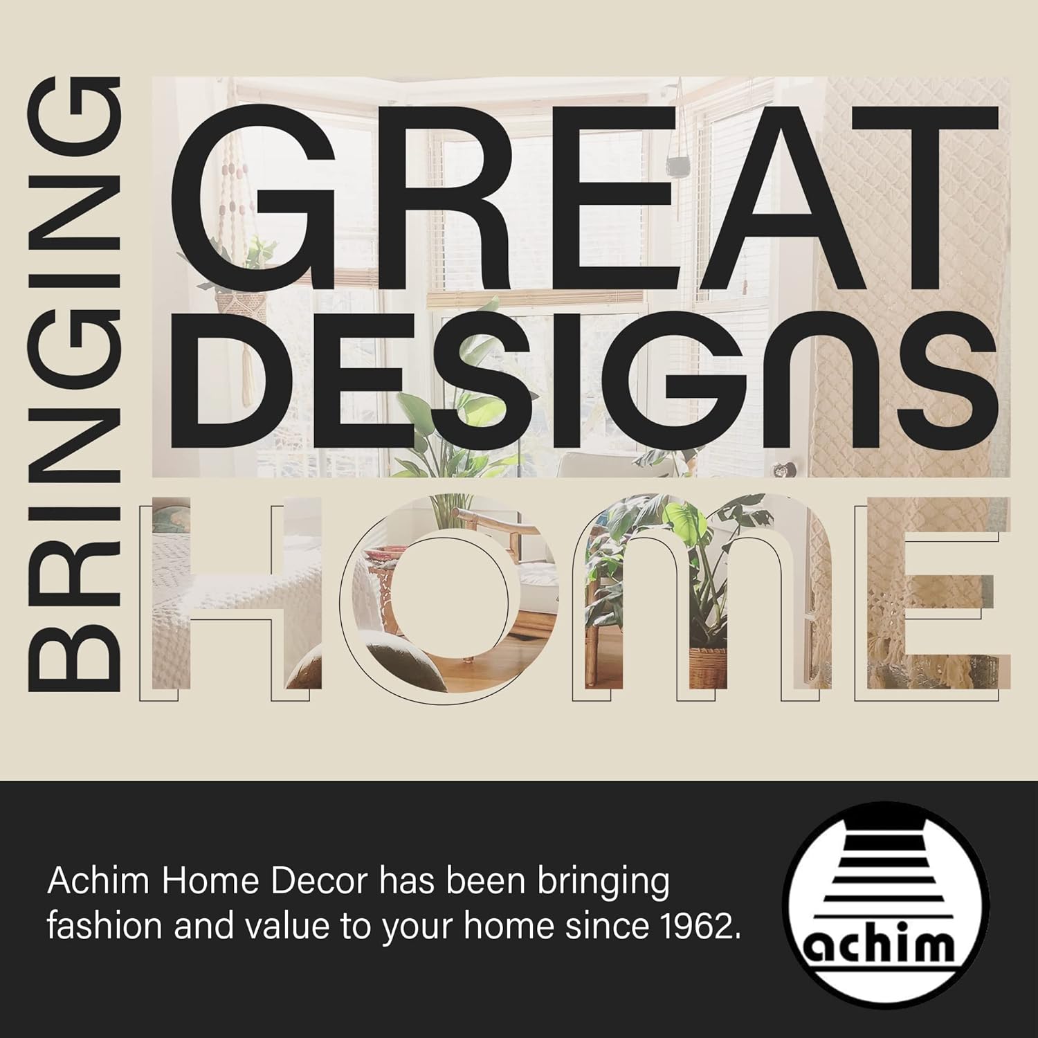 Achim Home Decor – Persiana enrollable de yute sin cables, 73 pulgadas de ancho, 72 pulgadas de largo, color humo, persianas horizontales de fibra