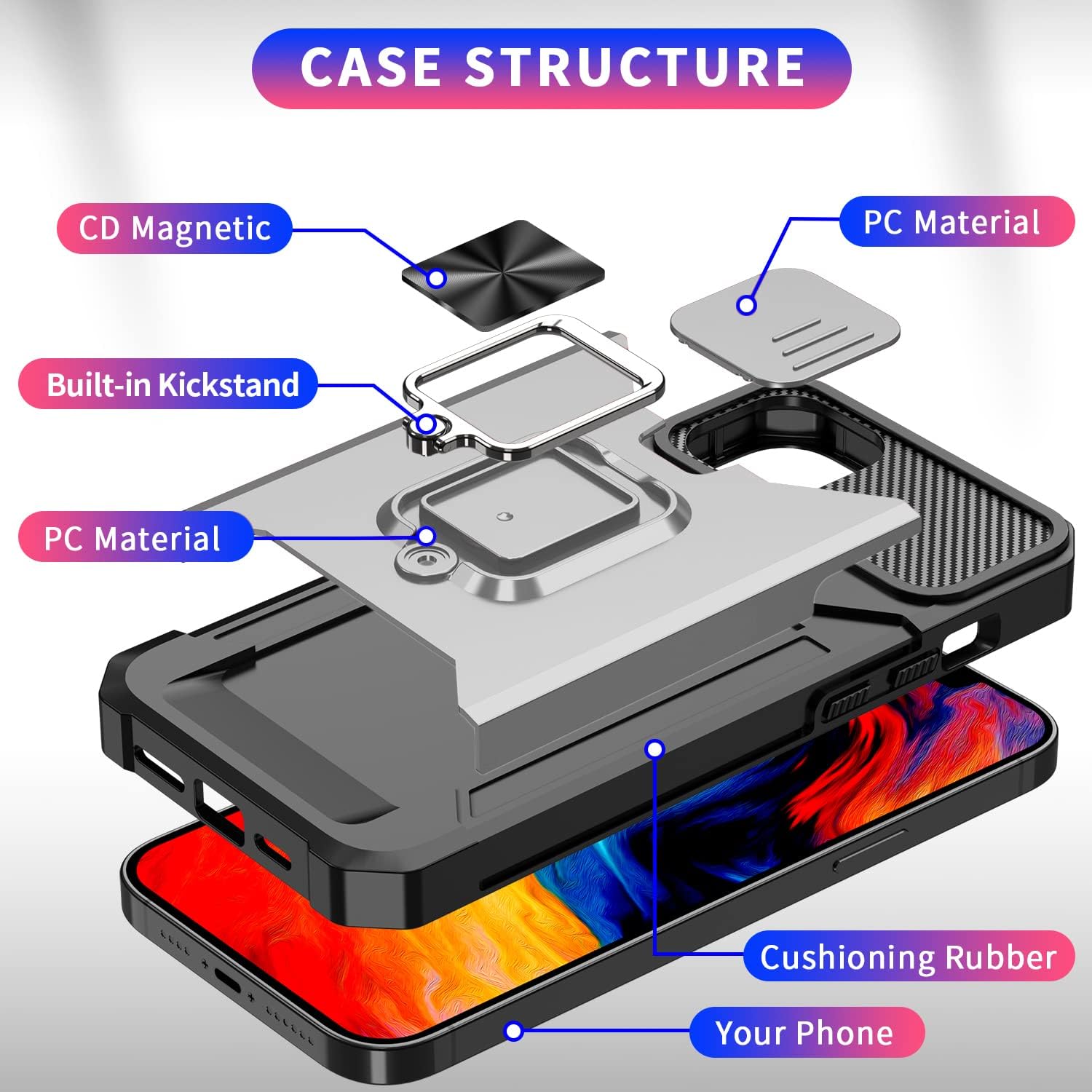 Asuwish Funda compatible con iPhone 15 Pro de 6.1 pulgadas y protector de pantalla de vidrio templado, soporte para tarjetas, funda híbrida para