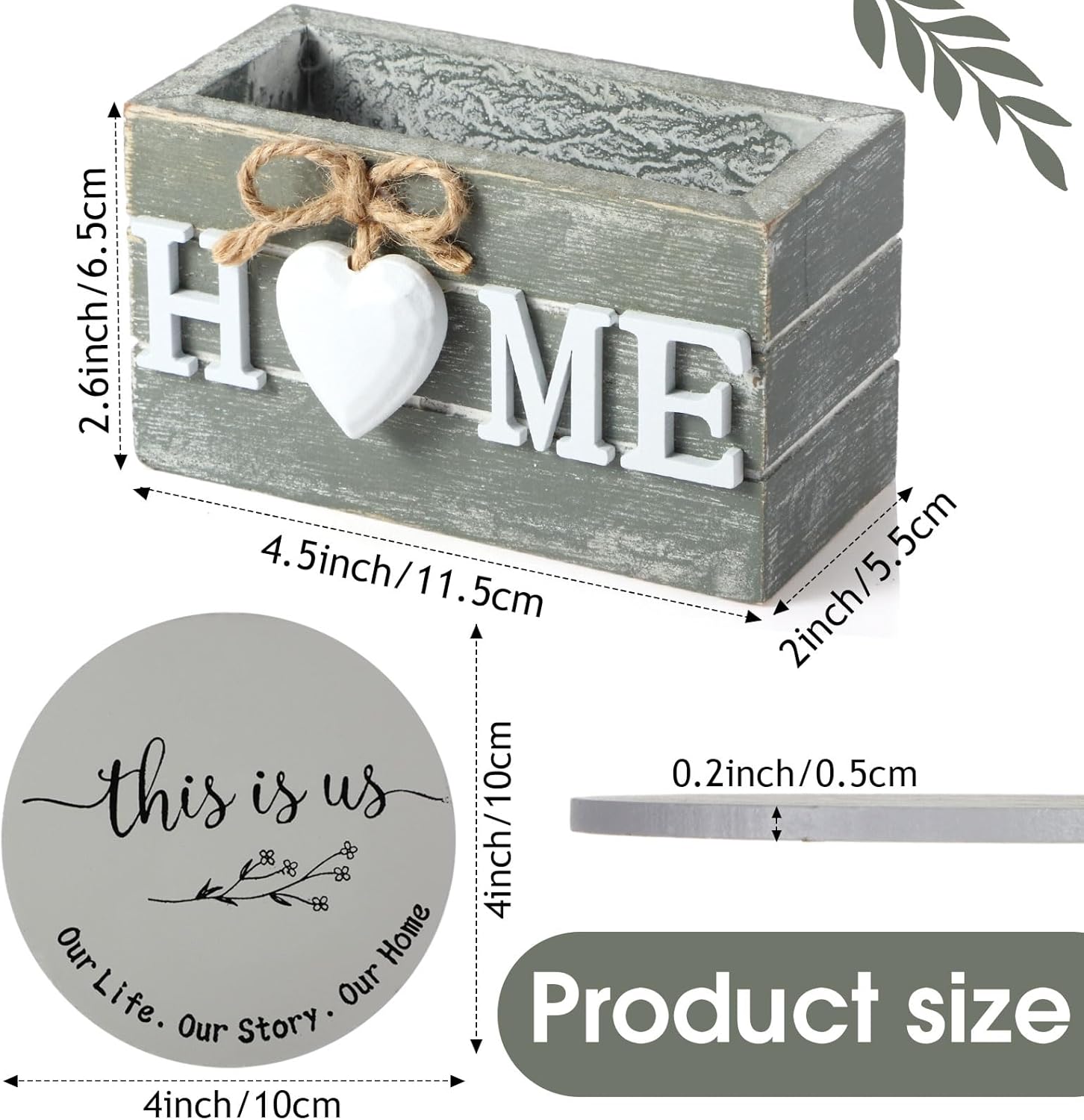 Regalos de inauguración de la casa para decoración del hogar, posavasos de madera con corazón para bebidas, juego de 6 posavasos de granja con