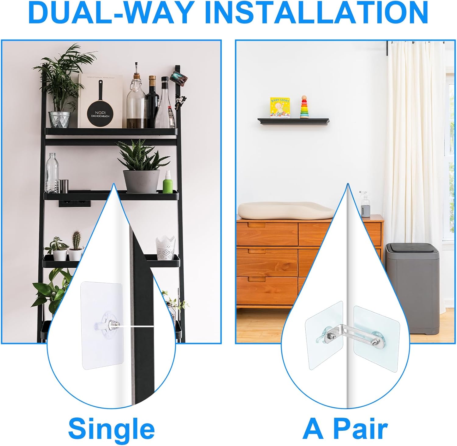 10 pares de anclajes protectores para muebles, anclajes adhesivos de pared para muebles, sin taladro, correas de pared para muebles que evitan que