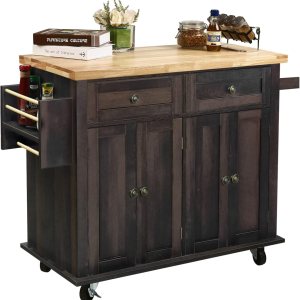 NSdirect Carrito de isla de cocina, barra de cocina y carrito de servicio, ruedas con estante para especias, toallero, carrito de almacenamiento con NSdirect Carrito de isla de cocina, barra de cocina y carrito de servicio, ruedas con estante para especias, toallero, carrito de almacenamiento con