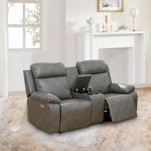 Juego de sofá reclinable de cuero eléctrico con luces LED, juego de muebles de sala de estar, juego de sofá de cuero con puerto USBconsola de Juego de sofá reclinable de cuero eléctrico con luces LED, juego de muebles de sala de estar, juego de sofá de cuero con puerto USBconsola de