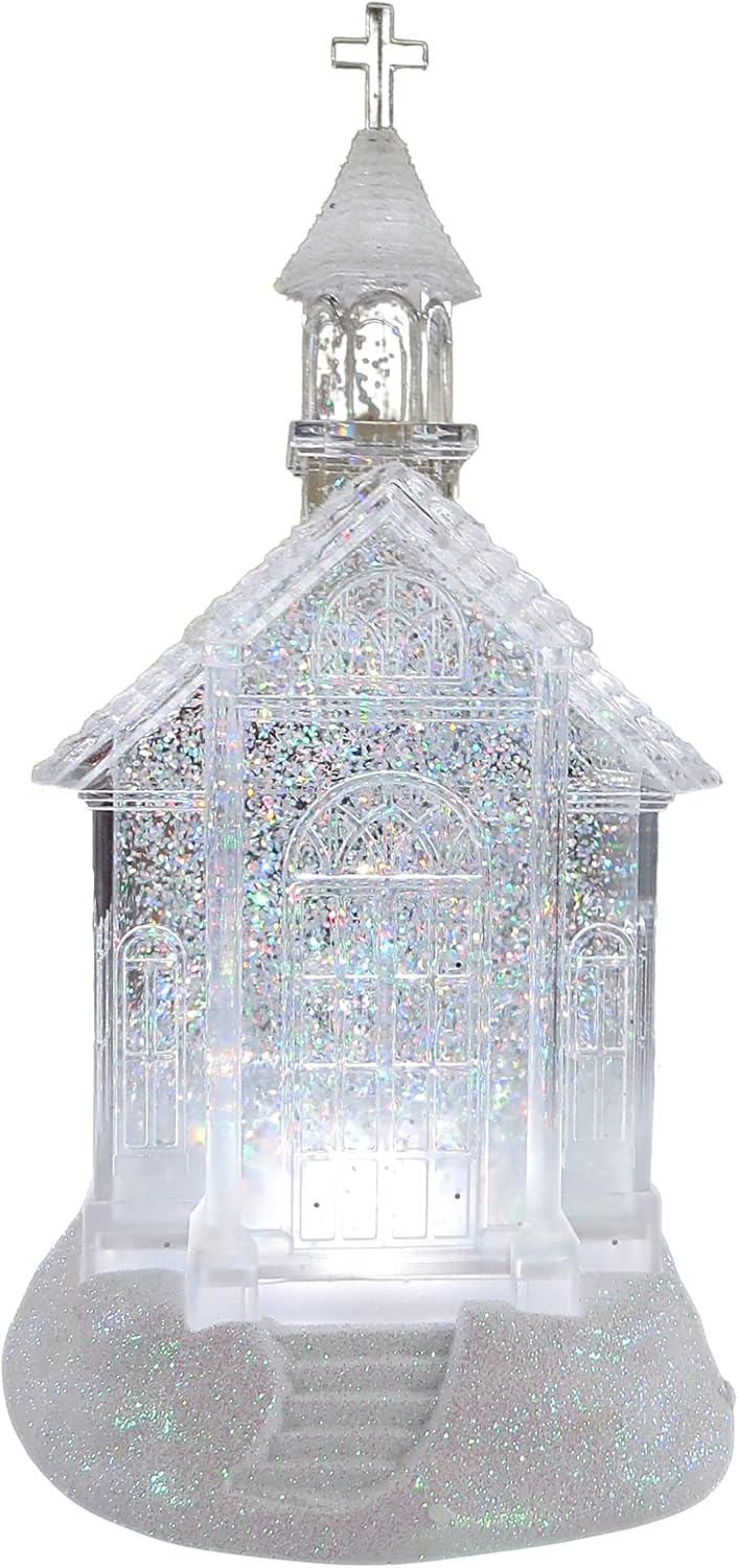 Christmas by Roman Inc., Colección Confetti Lites, 10.25 pulgadas de alto, confeti con remolino LED, cúpula de luz para iglesia, linterna, globo de