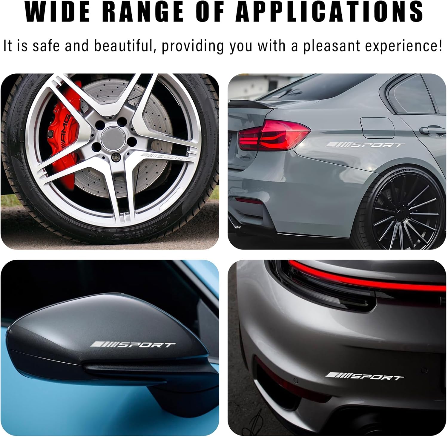 14 calcomanías adhesivas para automóvil, calcomanías reflectantes impermeables con logotipo deportivo, rayas para llantas de automóvil, emblema