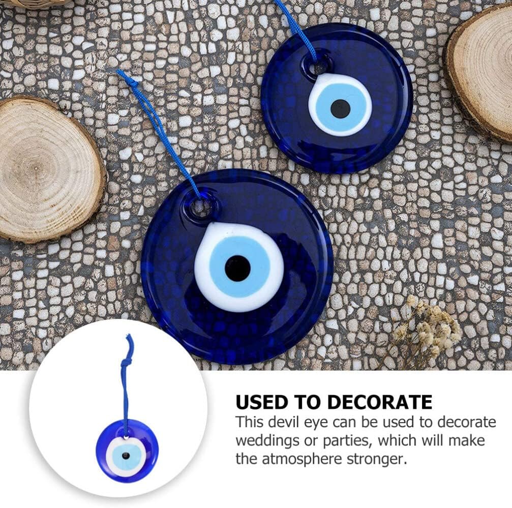 Adorno colgante de ojo azul turco para colgar en la pared, 2 piezas con protección de cuerda, amuleto de buena suerte, amuleto para colgar en la
