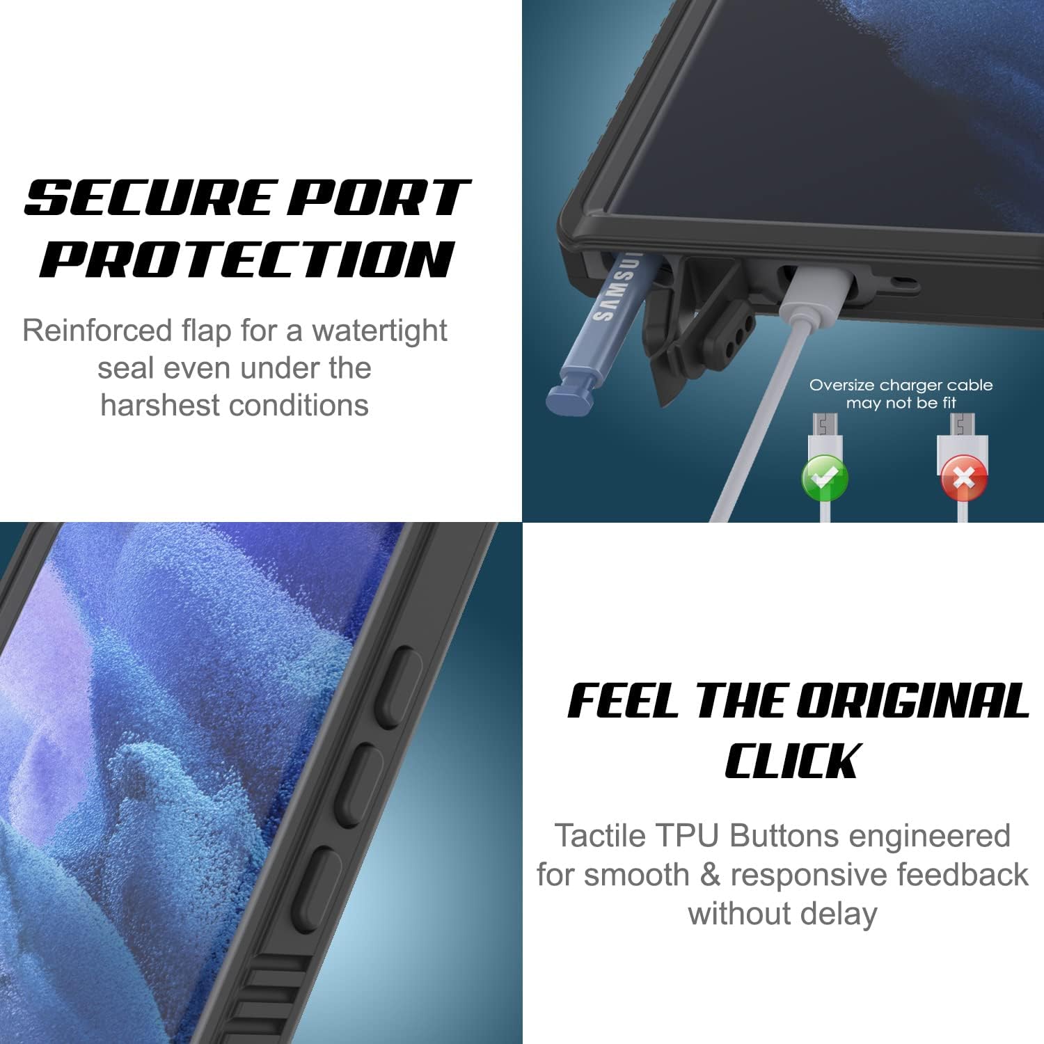 Punkcase Funda para Galaxy S23 Ultra impermeable Serie Extrema Ajuste delgado Certificado IP68 A prueba de golpes Resistente a la suciedad A prueba