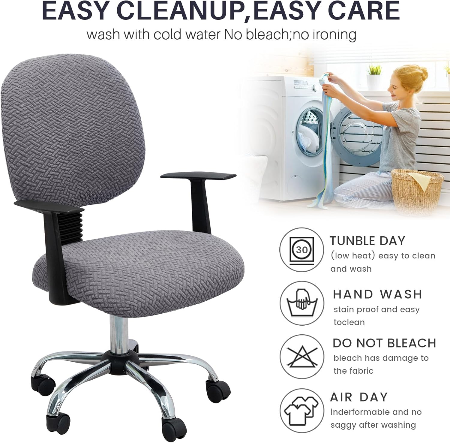 MIFXIN Funda elástica elástica para silla de computadora, 2 piezas, de punto, universal, para silla de computadora, protector de muebles para