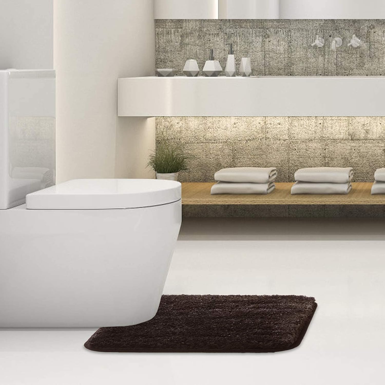 Suchtale Alfombra de contorno de baño antideslizante, absorbente de agua, suave microfibra lanuda lavable a máquina, alfombra de baño para baño,