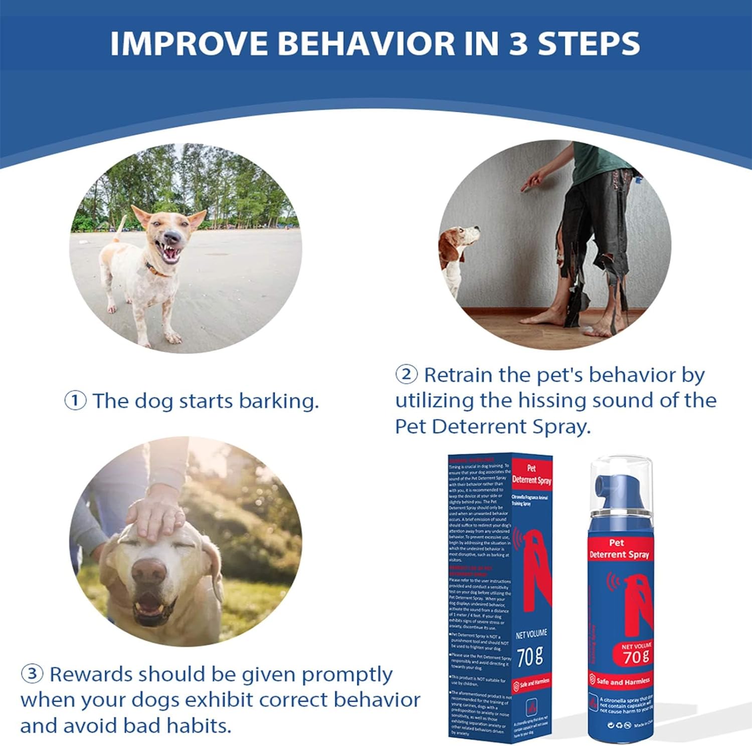 Pet Instructor Spray para perro, entrenador en aerosol disuasorio de mascotas de 2.4 fl oz, seguro, humano y eficaz para dejar de ladrar, saltar,