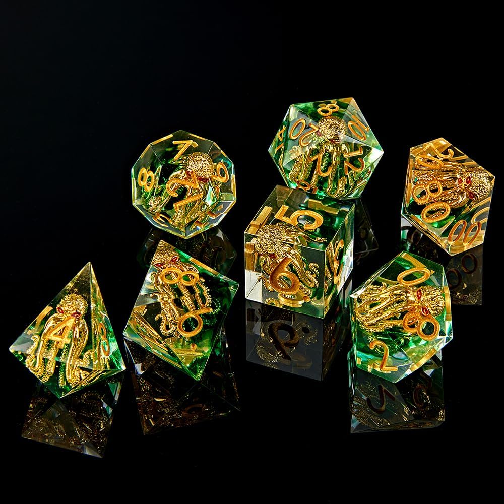 Sharp Edge – Juego de dados DND hechos a mano, 7 accesorios dados para juegos TRPG de Calabozos y Dragones, RPG de múltiples caras, resina