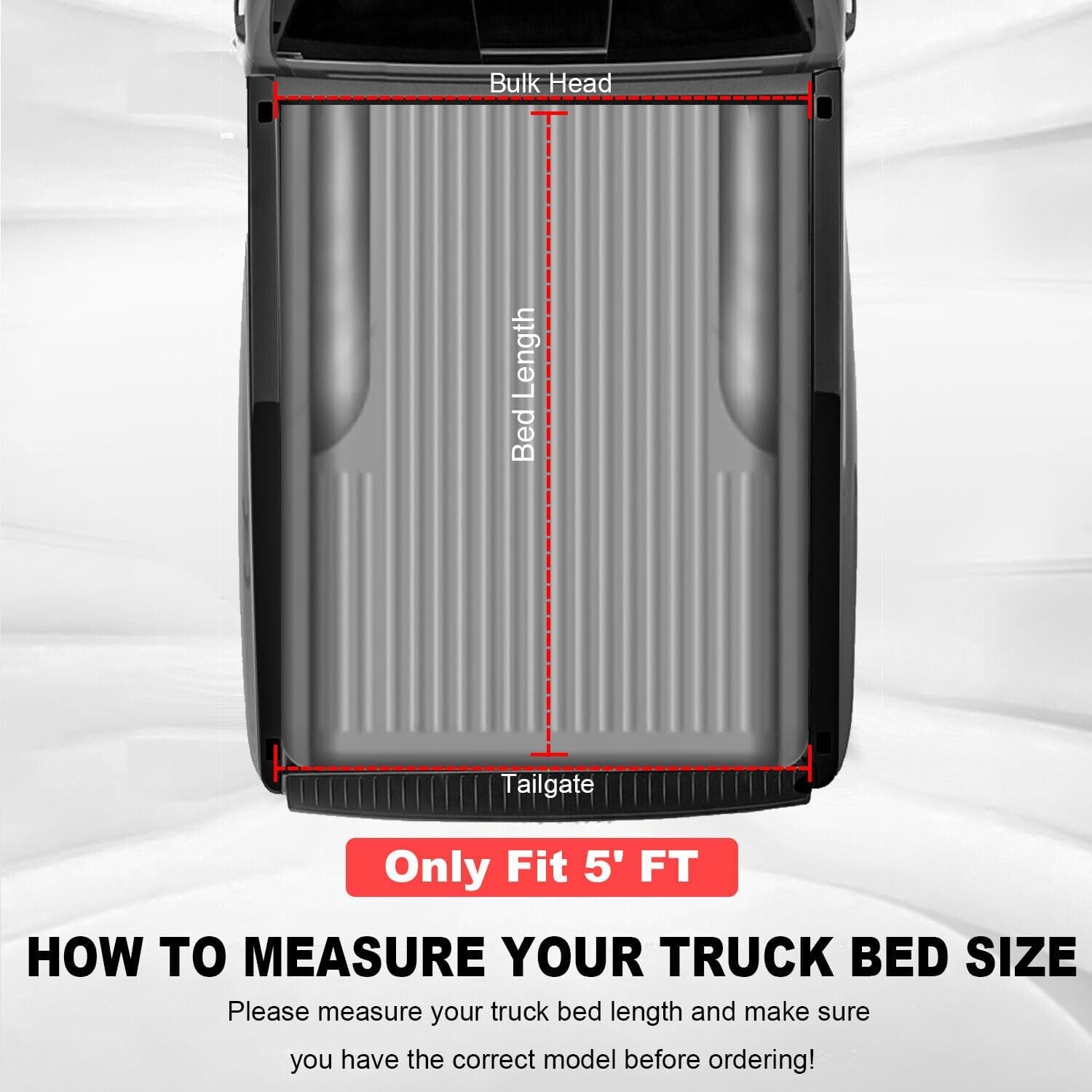 3Fold 5FT Cama corta Tonneau cubierta trasera superior 20301M32209YF