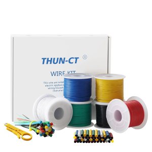 Cable eléctrico de silicona 18 AWG, kit de cable eléctrico THUN-CT de 6 colores (17 pies cada uno), cable de cobre estañado, kit de cables de Cable eléctrico de silicona 18 AWG, kit de cable eléctrico THUN-CT de 6 colores (17 pies cada uno), cable de cobre estañado, kit de cables de