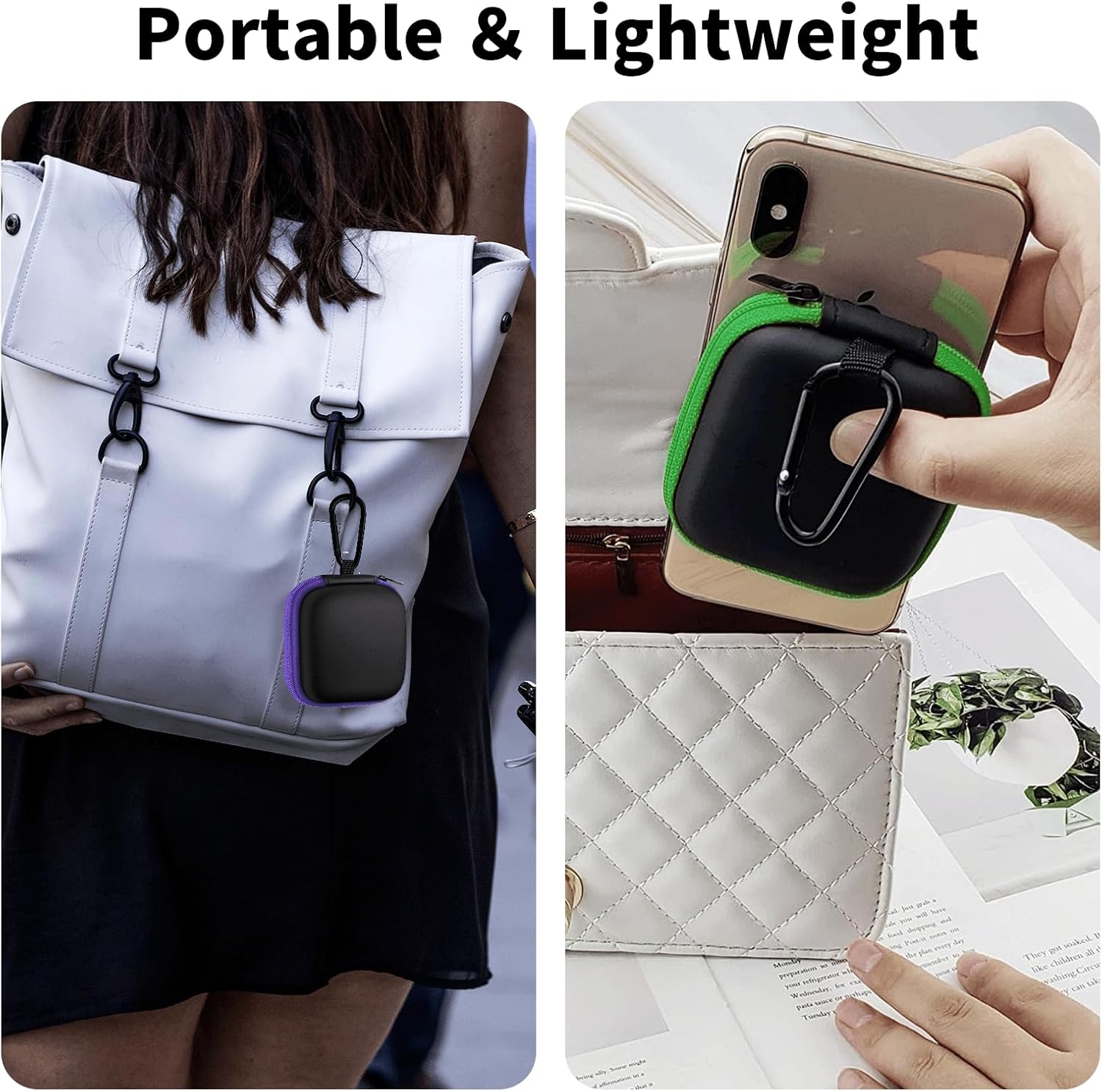 MOLOVA Paquete de 2 fundas cuadradas para auriculares, estuche portátil de EVA para almacenamiento, accesorios para teléfono celular, organizador