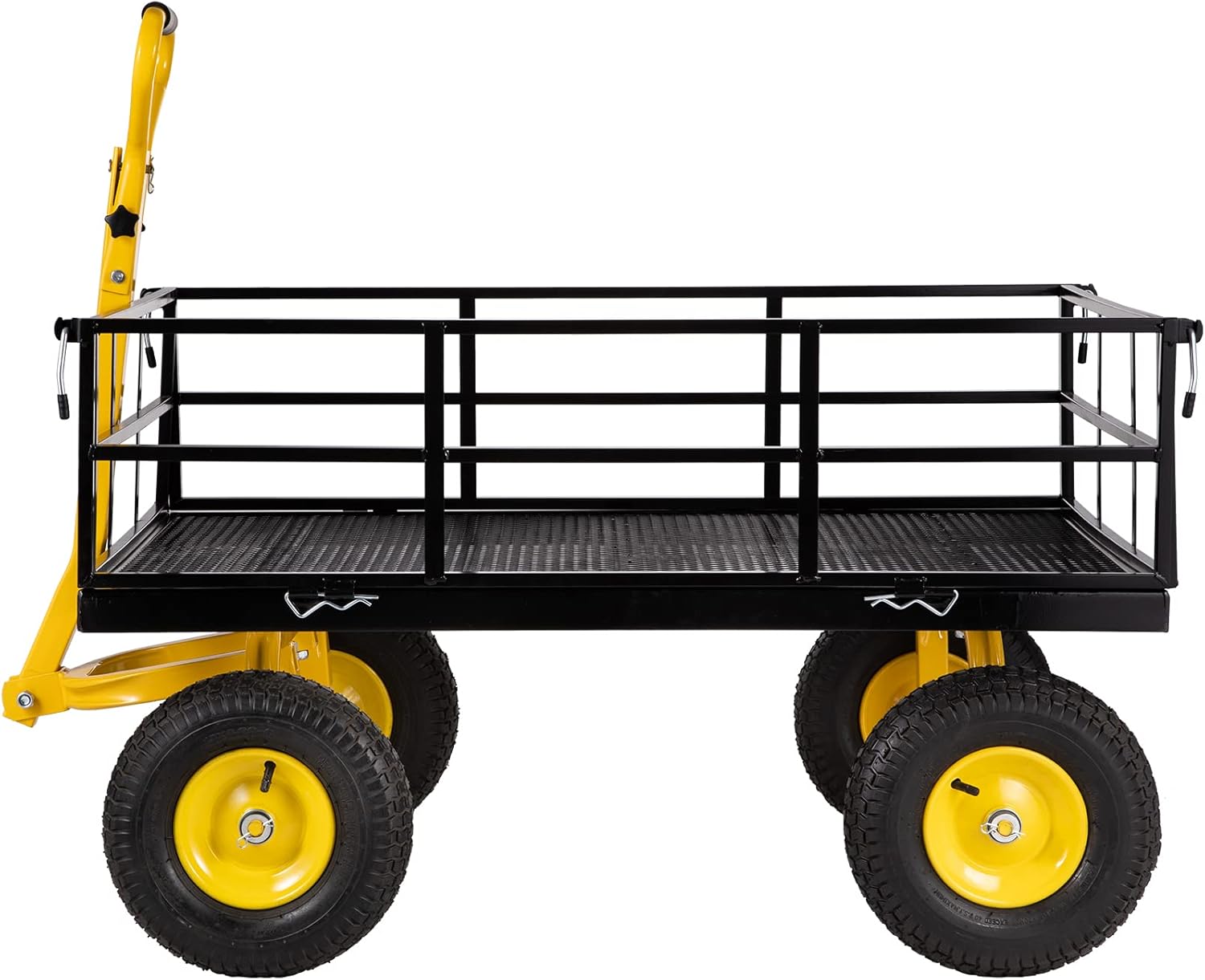 VEVOR Carrito de jardín de acero, resistente capacidad de 1200 libras, con lados de malla extraíbles para convertir en plataforma plana, carro de