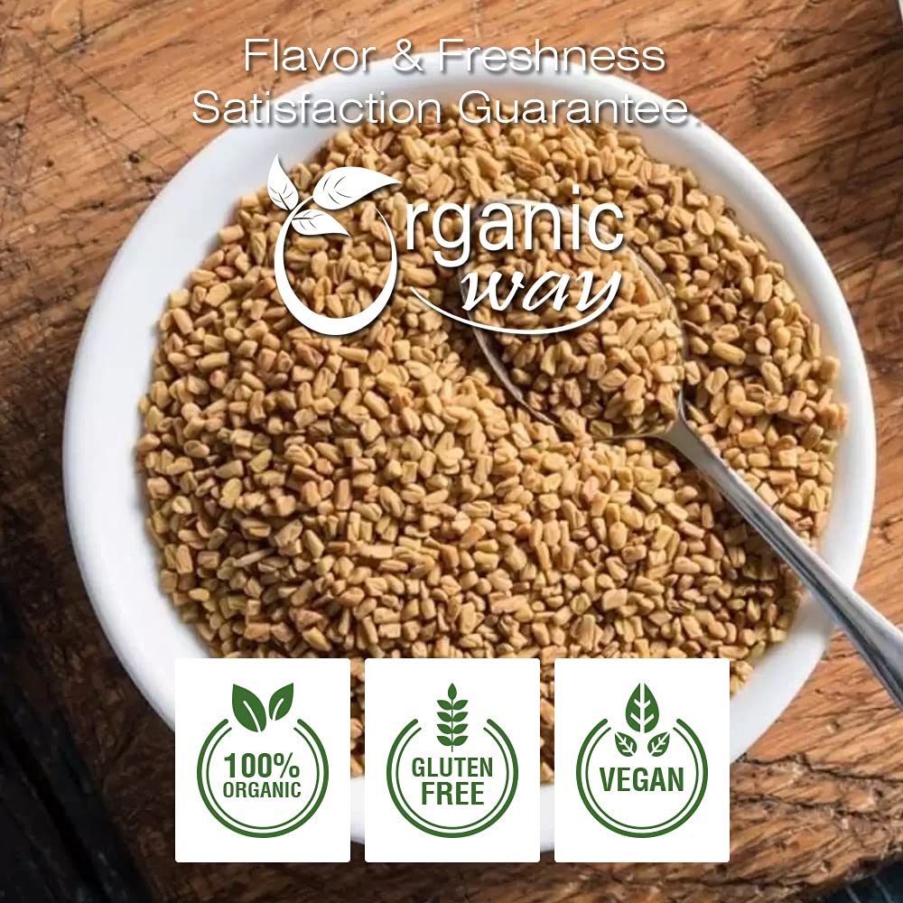Organic Way Polvo de fenogrecometilo (Trigonella foenum)  Añade sabor y aroma  Certificado orgánico y Kosher  Crudo, vegano, sin OMG y sin gluten