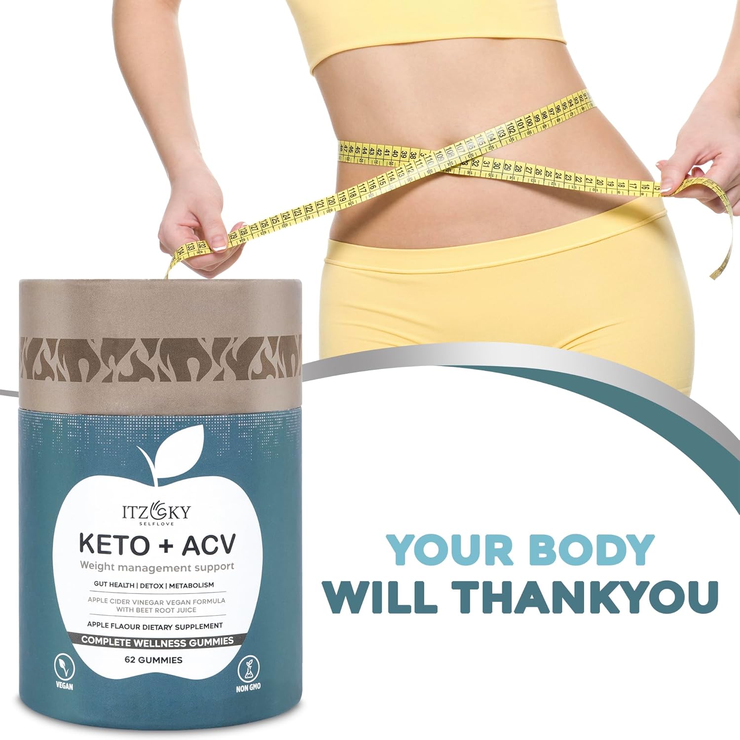(Paquete -1, 62 gomitas) Keto ACV Gummies para pérdida de peso, gomitas Keto ACV gomitas Shark Fat Tank, digestión, desintoxicación y limpieza,