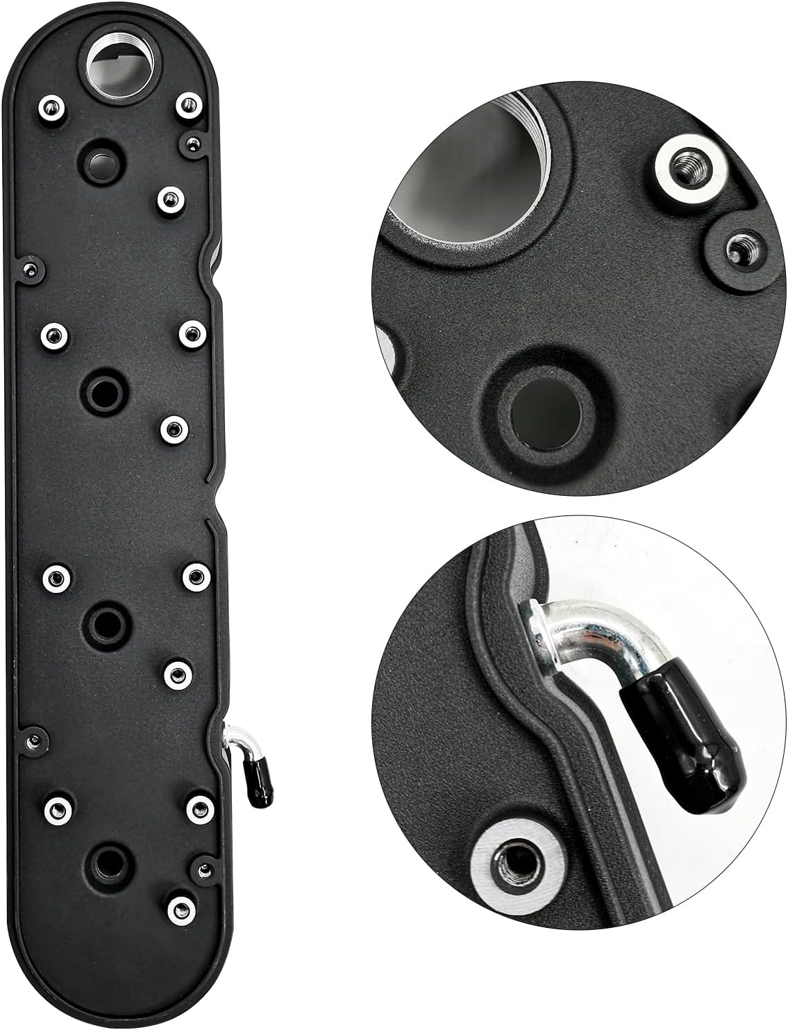 Cubiertas de válvula de aluminio con aletas negras con soportes de bobina y cubierta compatibles con LS1 LS2 LS3 LS6 LS7 Chevy Small Block V8 293