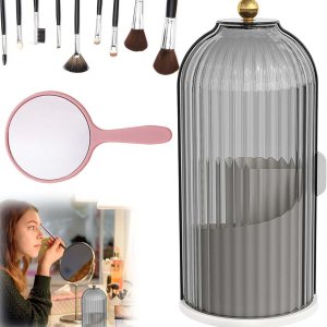 DASHENRAN Soulona – Organizador de maquillaje, elegante organizador de maquillaje giratorio de 360, organizador de brochas de maquillaje con tapa, DASHENRAN Soulona – Organizador de maquillaje, elegante organizador de maquillaje giratorio de 360, organizador de brochas de maquillaje con tapa,