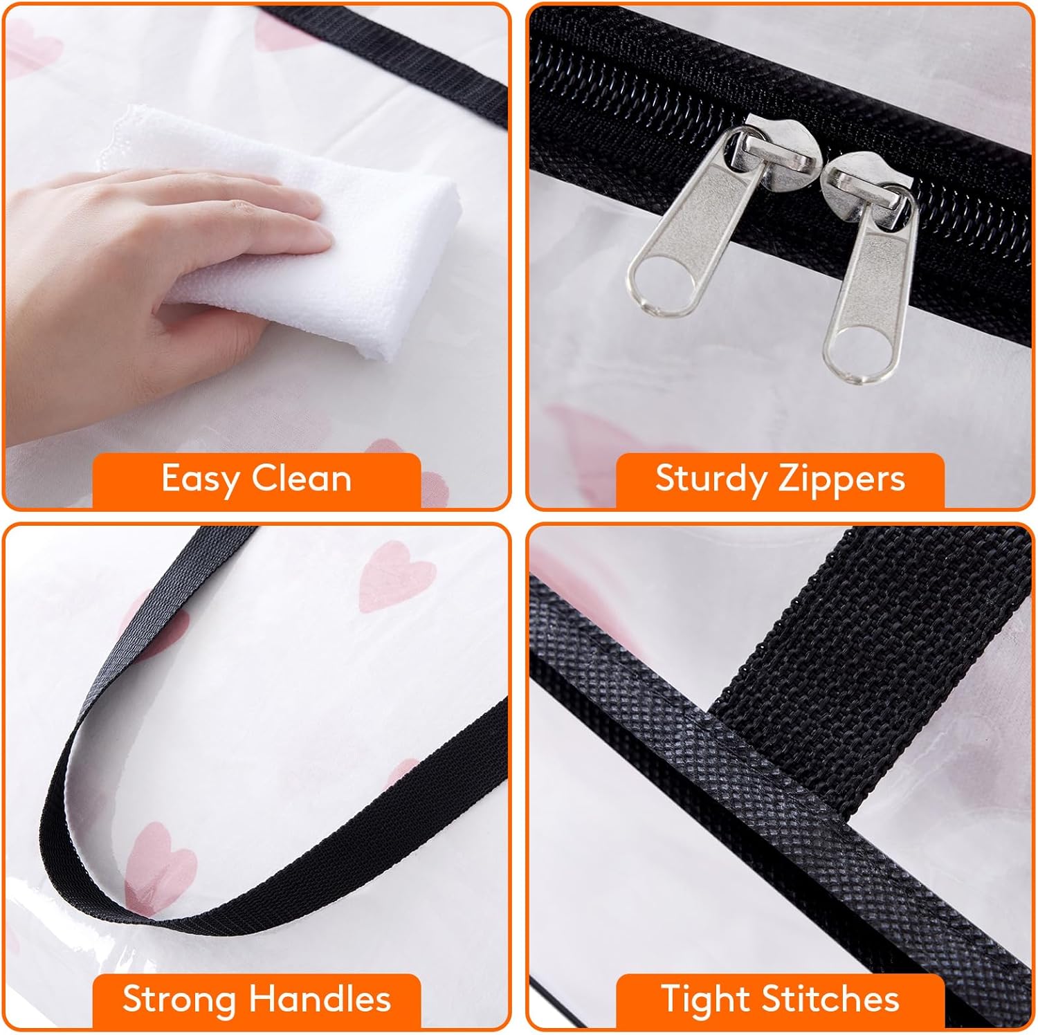 Lifewit Paquete de 4 bolsas de almacenamiento de ropa transparentes, bolsas de almacenamiento de mantas de plástico de 40 litros, bolsas plegables