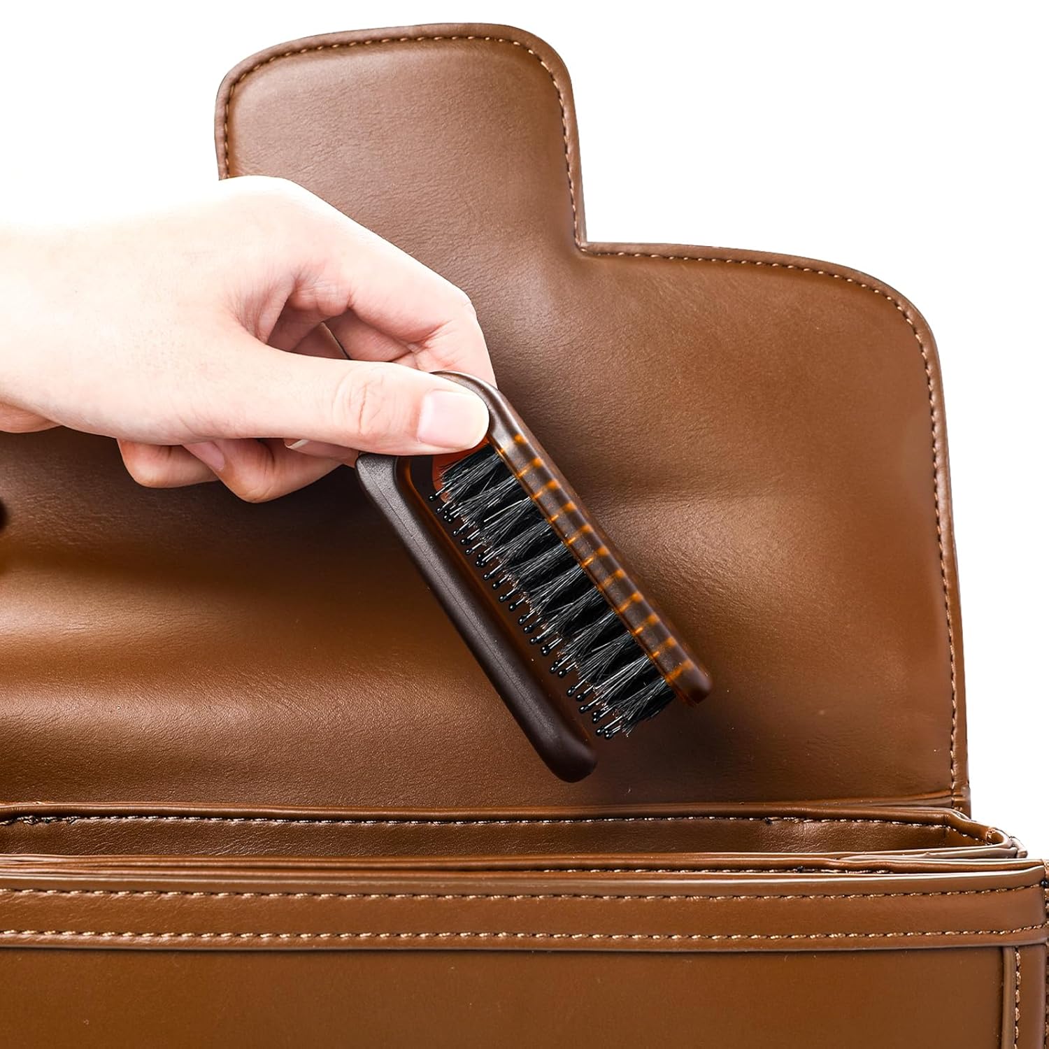 Paquete de 2 cepillos plegables para el cabello, cepillo de tamaño de viaje con cerdas naturales de jabalí y pasadores de nailon, cepillo pequeño