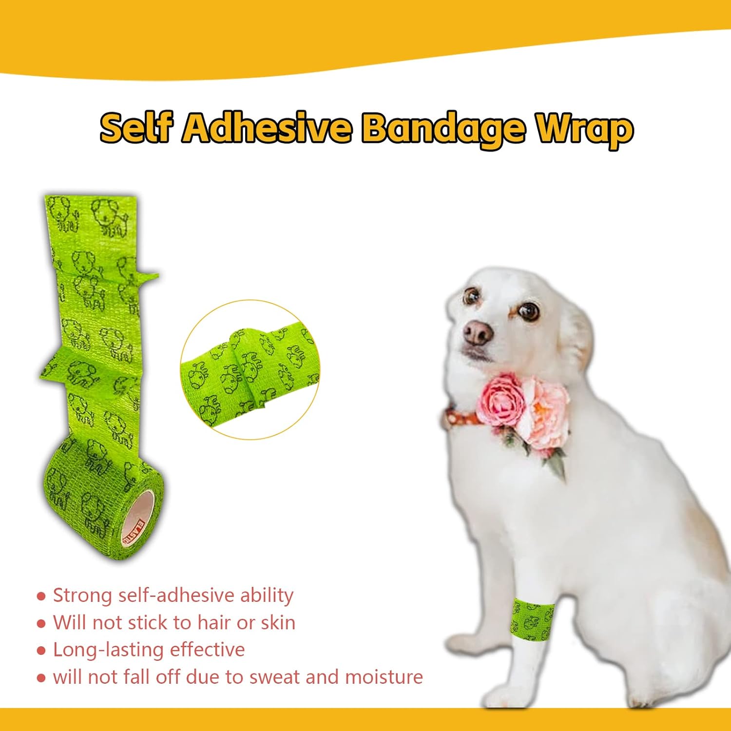 Cinta adhesiva veterinaria, vendaje envolvente de 2 pulgadas, 12 rollos, lindo vendaje autoadhesivo de frutas coloridas, vendajes de patas para