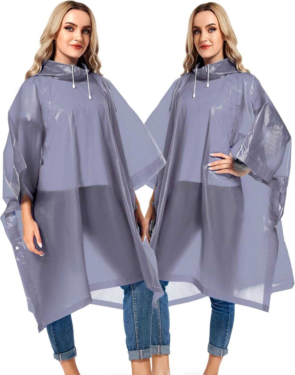Borogo Paquete de 2 ponchos de lluvia para adultos, reutilizables, impermeables, de supervivencia, emergencia, resistente, con capucha con cordón