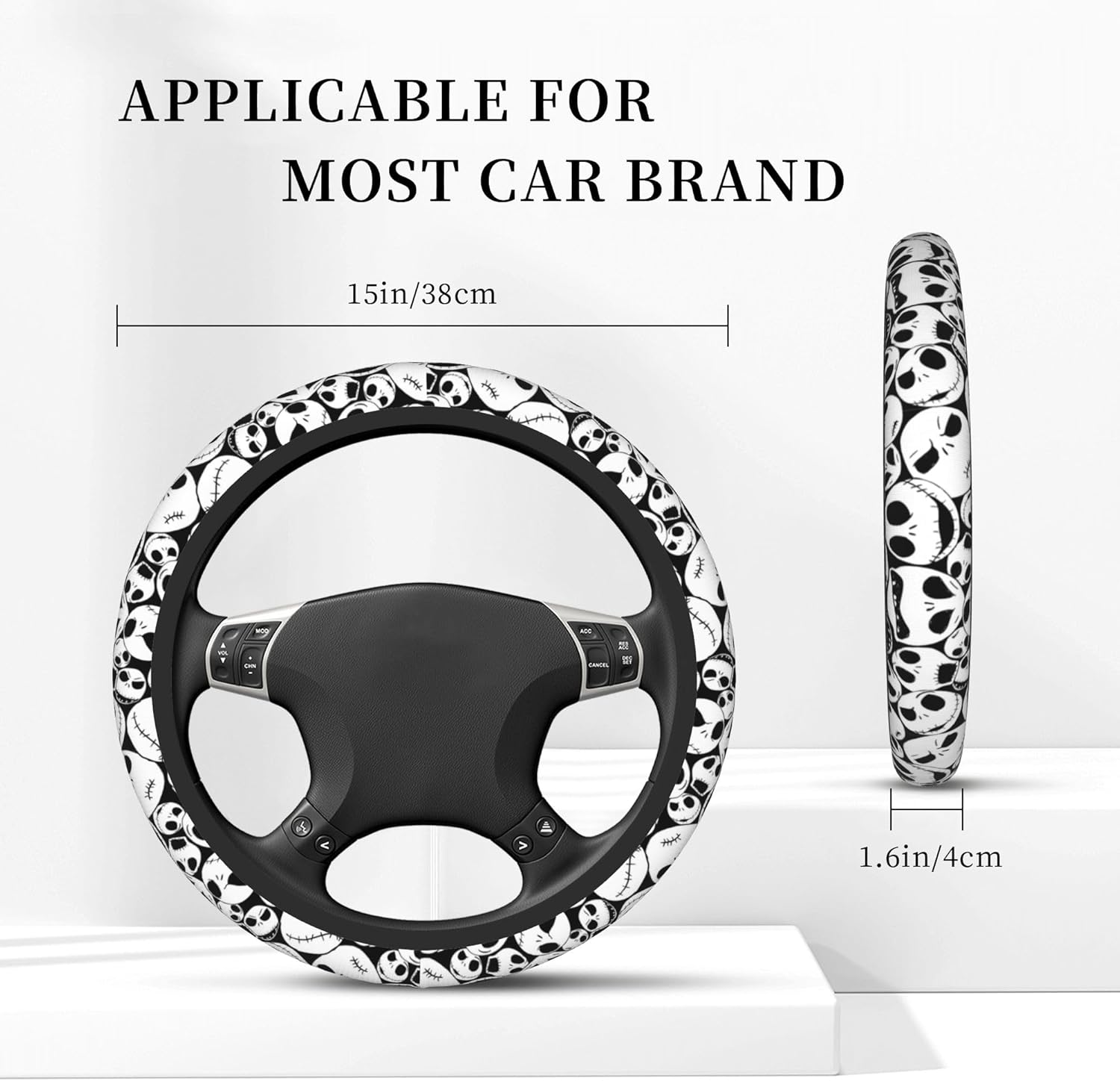 All Jack – Funda universal para volante de automóvil, fundas elásticas universales de 15 pulgadas, accesorios novedosos para hombres, mujeres,
