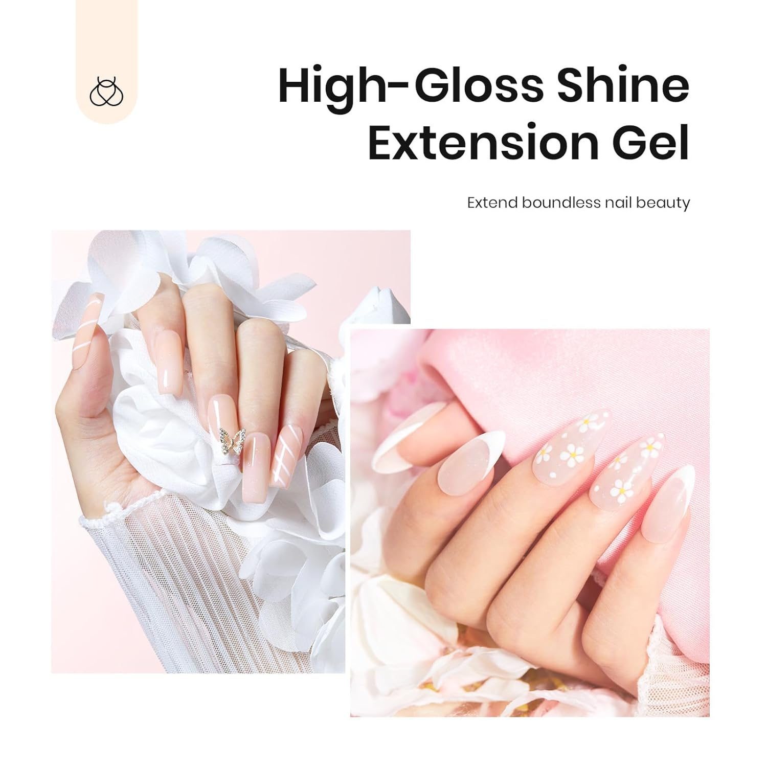 Beetles – Gel de extensión de uñas de poligel rosa natural con purpurina, 2.16 onzas (2.12 oz), color rosa brillante rocío de uñas de polygel,