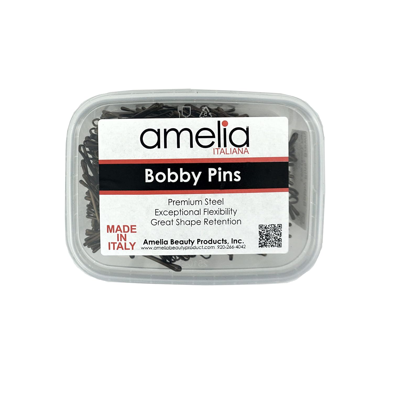Amelia Beauty Products Bobby Pin Flat estándar  Accesorios de peluquería para todo tipo de cabello  10.58 oz en recipiente transparente Pasadores